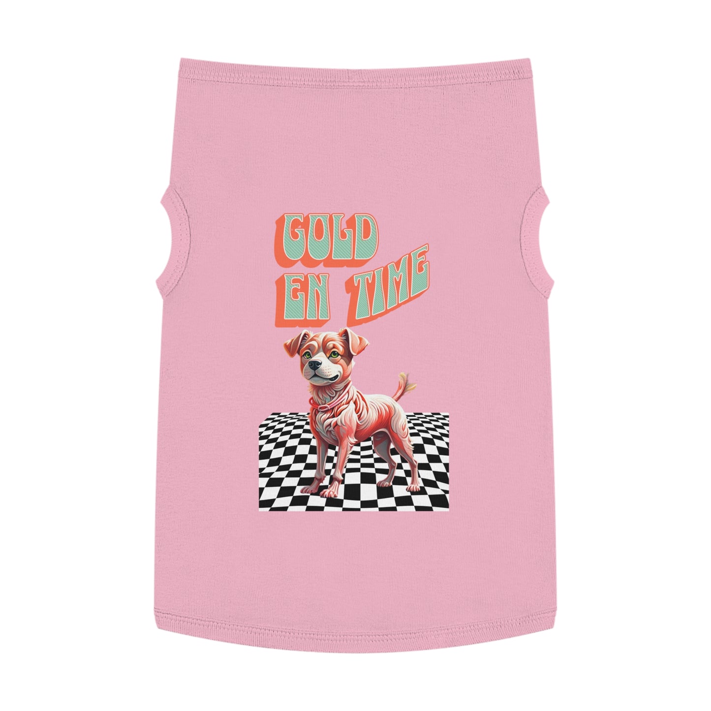 Playful Pet Tank Top - 'Gold en Time', Dog Summer Wear, Cute Pet Clothing, Dog Lover Gift, Fun Pet Apparel