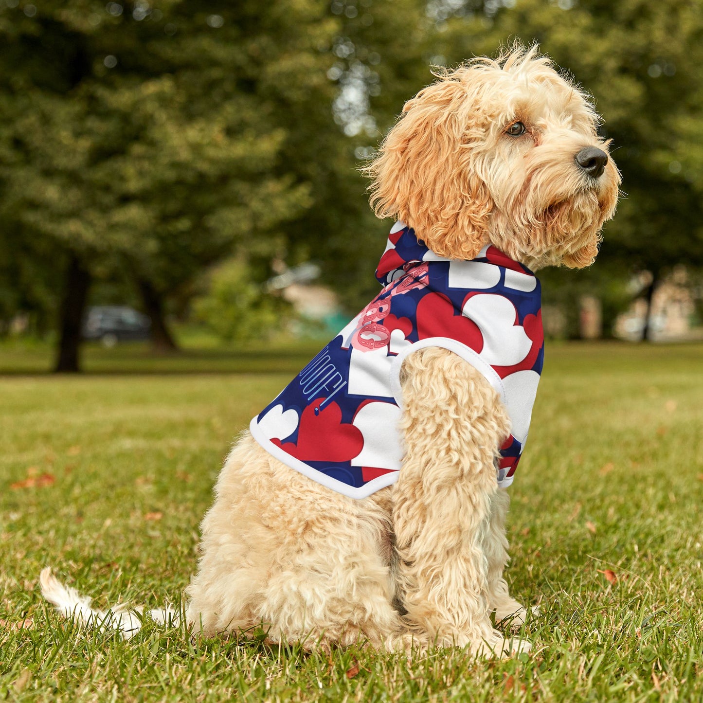 Adorable Heart Print Pet Hoodie for Dogs, Cozy Canine Apparel, Gift for Pet Lovers, Perfect for Holidays & Events, Stylish Dog Clothing