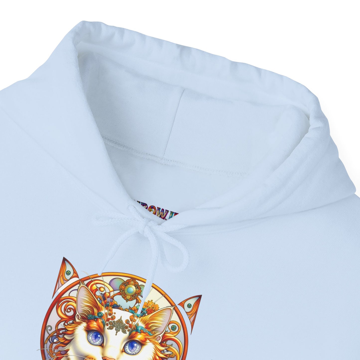 Whimsical Cat Hoodie, Cozy Animal Sweatshirt, Unique Gift for Cat Lovers, Warm Apparel for Any Occasion, Illustrated Cat Design