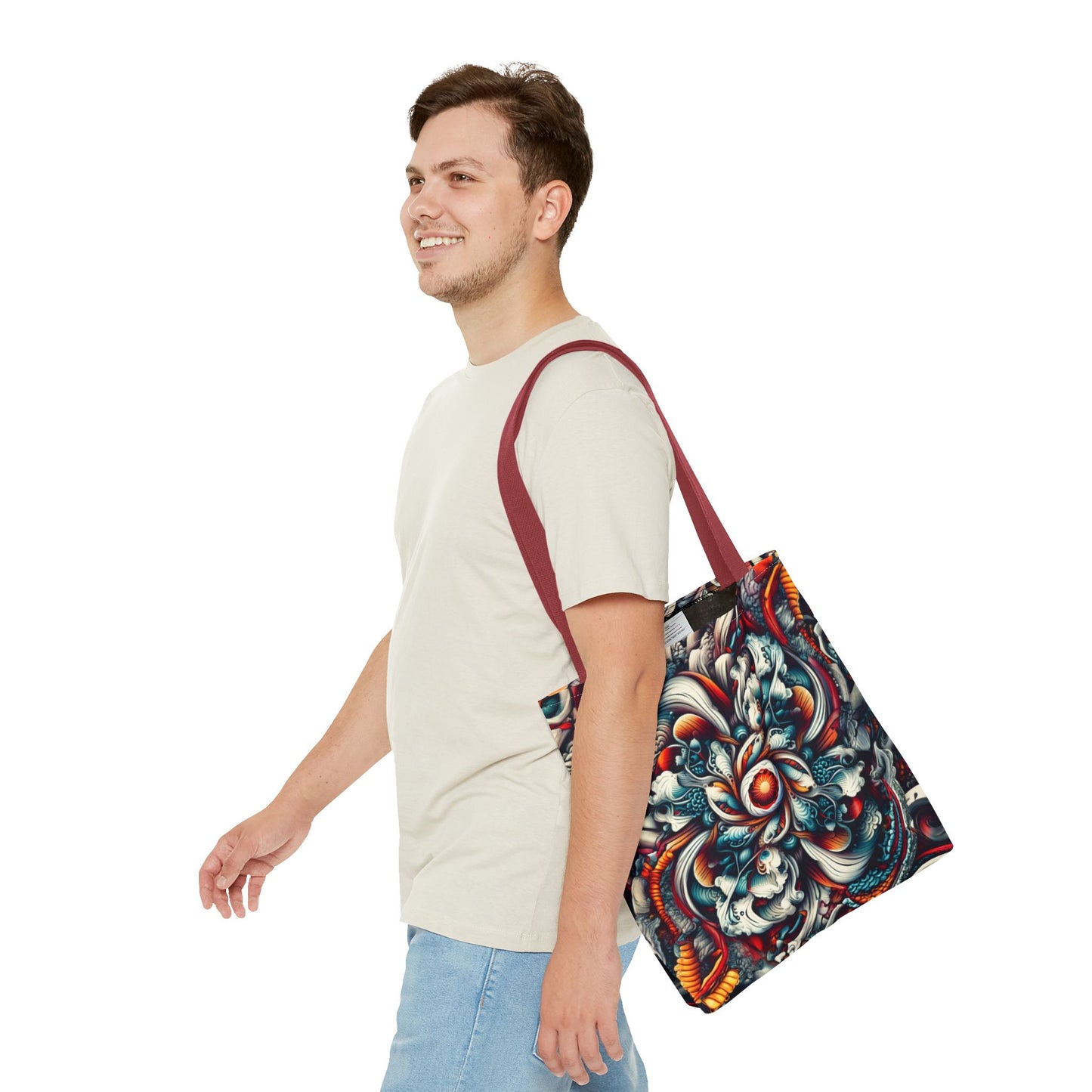 Artistic Tote Bag, Colorful Flower Design, Boho Style, Everyday Use, Eco-Friendly Gift, Travel Accessory