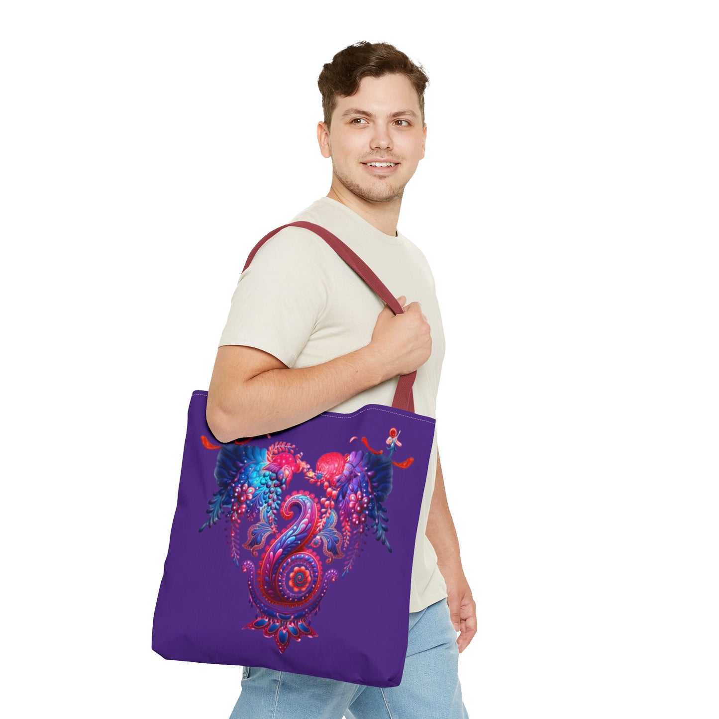 Vibrant Bohemian Tote Bag, Colorful Shopping Bag, Artistic Beach Tote, Eco-Friendly Canvas Bag, Gifts for Art Lovers, Festival Essential