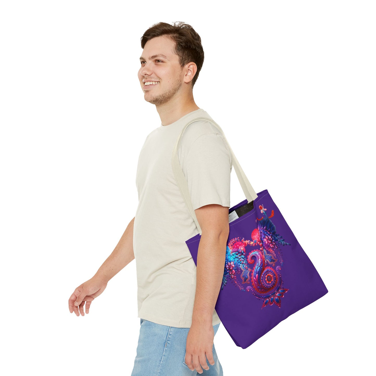 Vibrant Bohemian Tote Bag, Colorful Shopping Bag, Artistic Beach Tote, Eco-Friendly Canvas Bag, Gifts for Art Lovers, Festival Essential