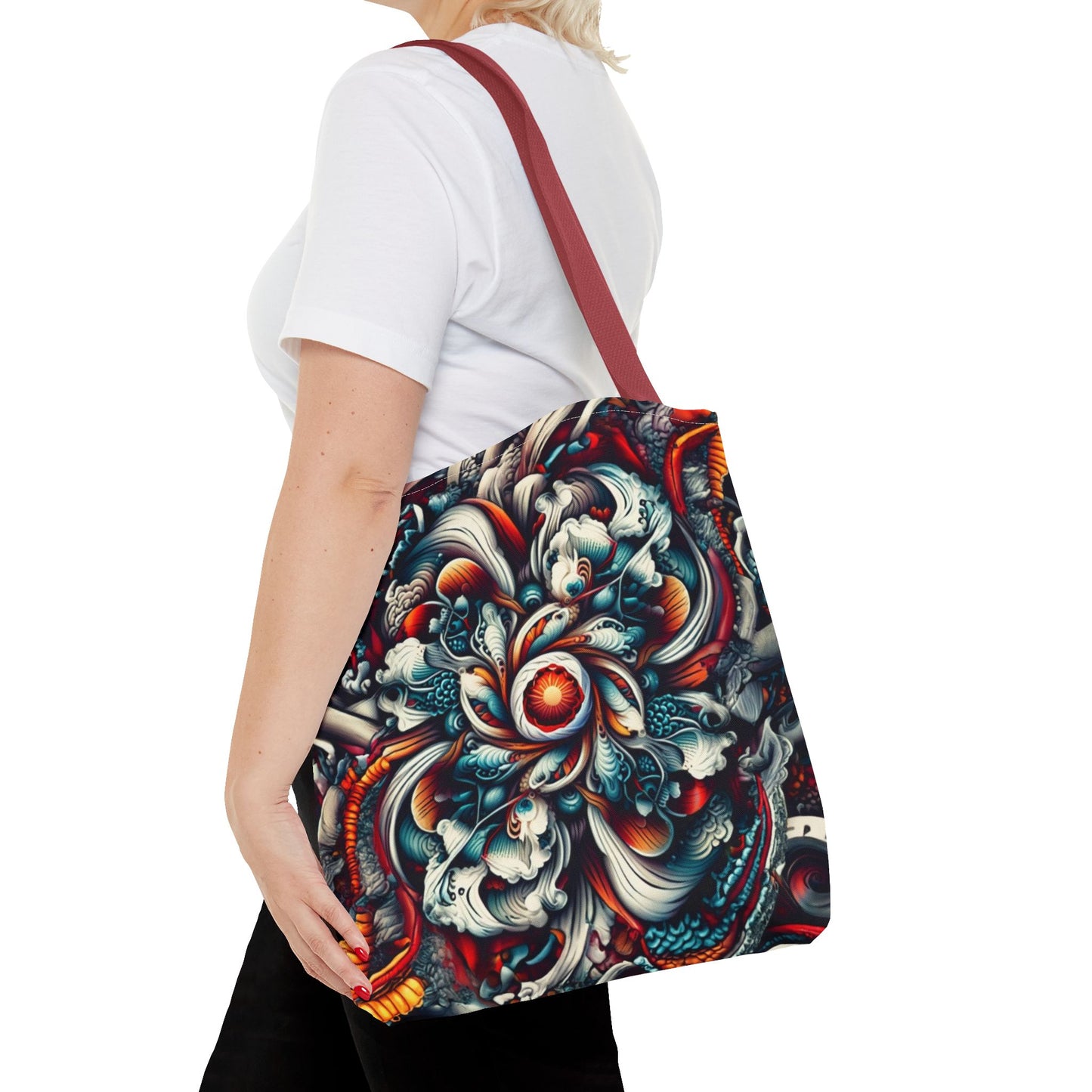 Artistic Tote Bag, Colorful Flower Design, Boho Style, Everyday Use, Eco-Friendly Gift, Travel Accessory