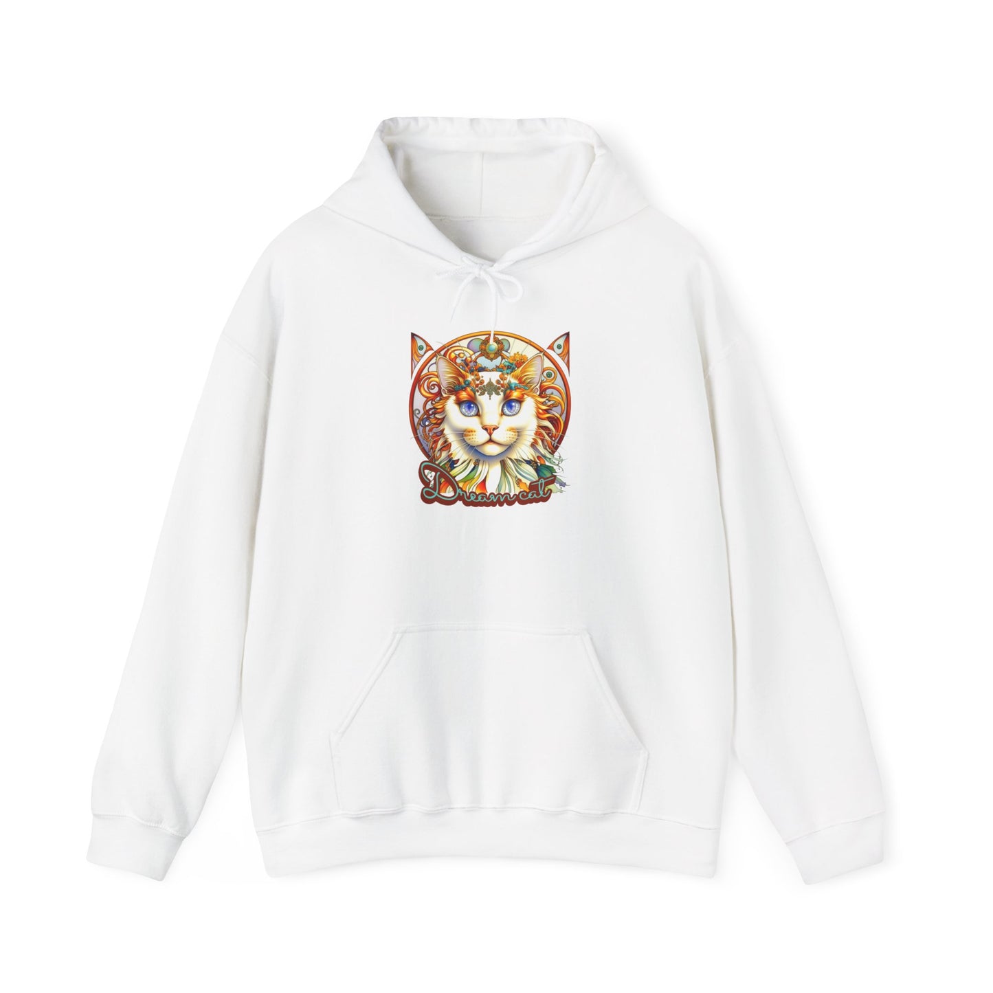 Whimsical Cat Hoodie, Cozy Animal Sweatshirt, Unique Gift for Cat Lovers, Warm Apparel for Any Occasion, Illustrated Cat Design
