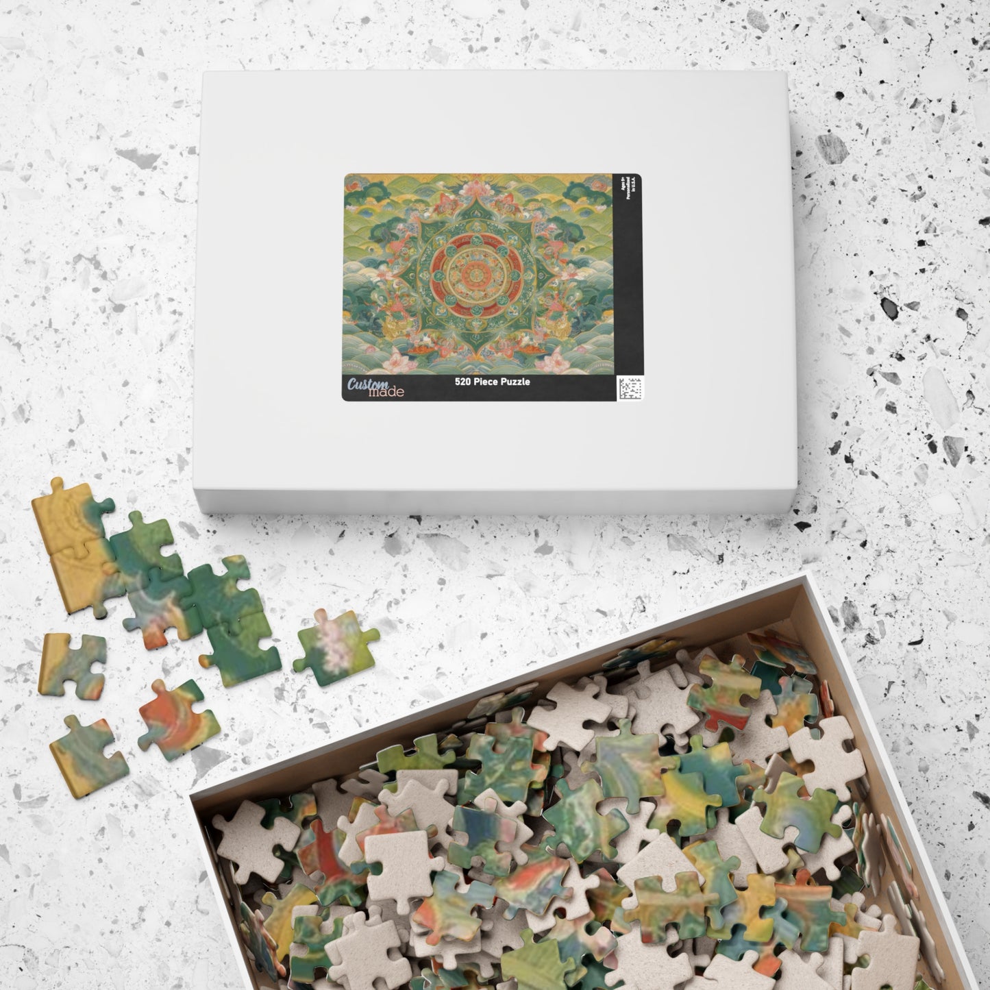 Serene Mandala Puzzle - 110, 252, 520, 1014-piece, Meditation Gift, Mindfulness Activity, Unique Home Decor, Family Game Night