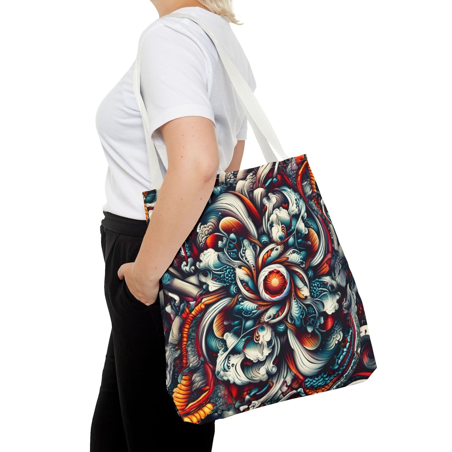 Artistic Tote Bag, Colorful Flower Design, Boho Style, Everyday Use, Eco-Friendly Gift, Travel Accessory