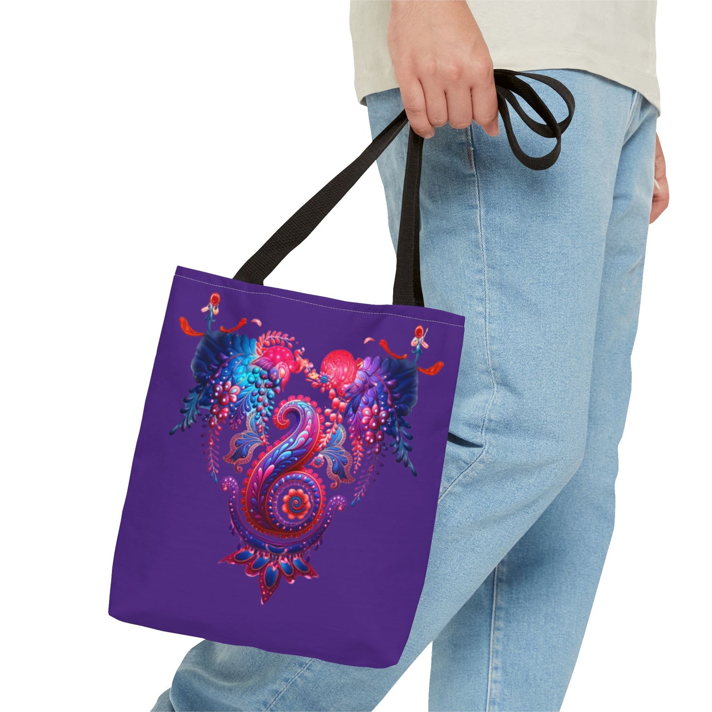 Vibrant Bohemian Tote Bag, Colorful Shopping Bag, Artistic Beach Tote, Eco-Friendly Canvas Bag, Gifts for Art Lovers, Festival Essential