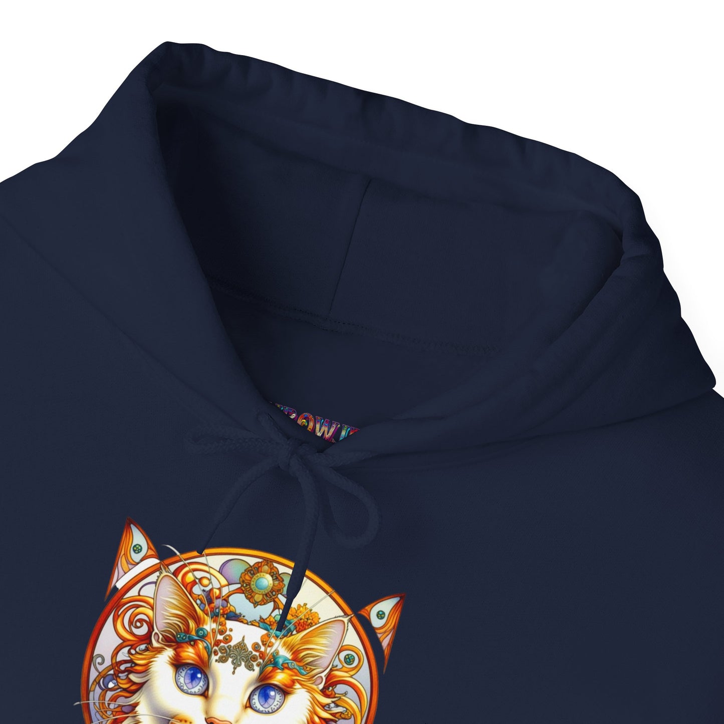 Whimsical Cat Hoodie, Cozy Animal Sweatshirt, Unique Gift for Cat Lovers, Warm Apparel for Any Occasion, Illustrated Cat Design