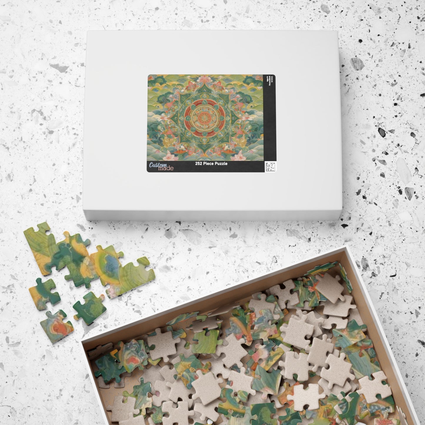 Serene Mandala Puzzle - 110, 252, 520, 1014-piece, Meditation Gift, Mindfulness Activity, Unique Home Decor, Family Game Night