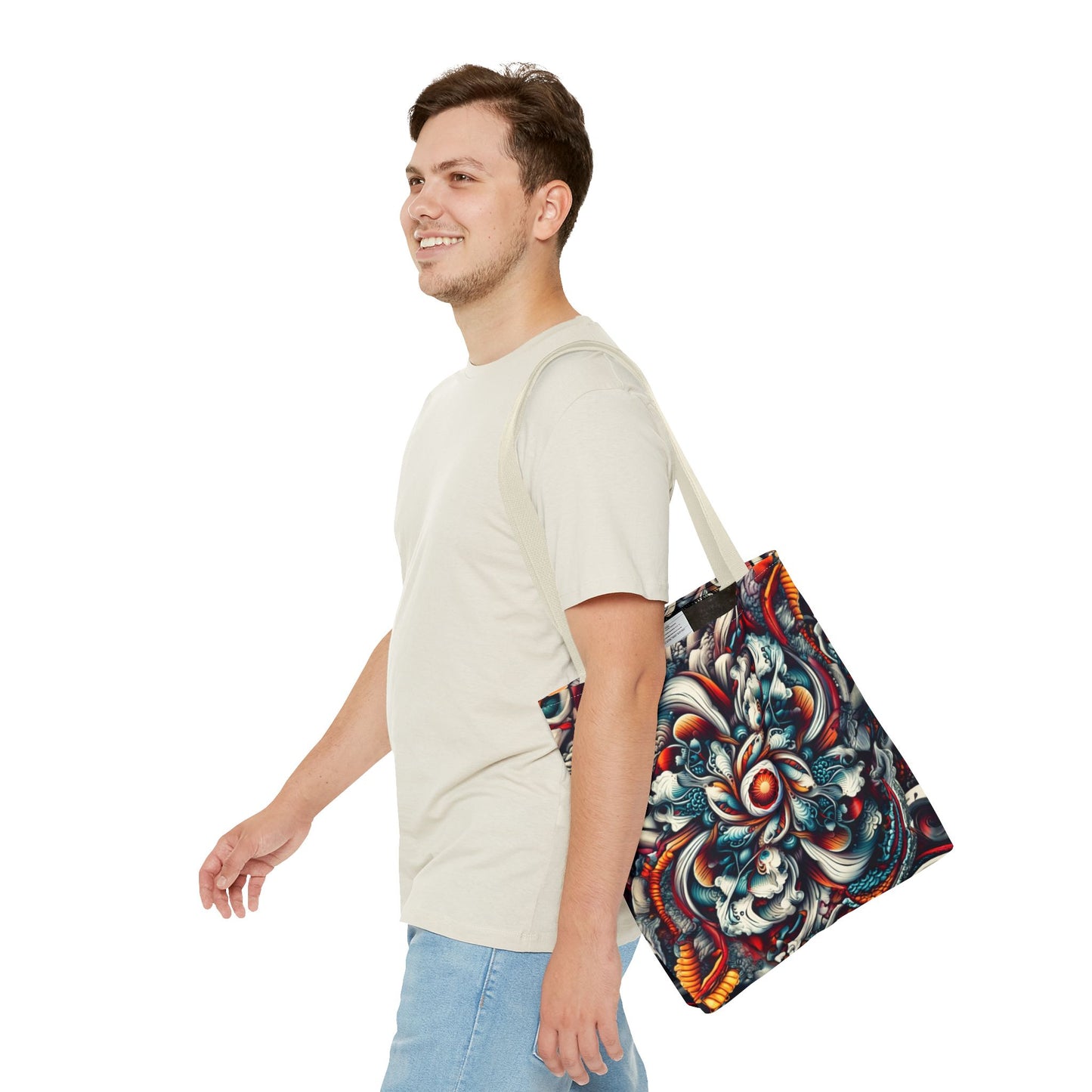 Artistic Tote Bag, Colorful Flower Design, Boho Style, Everyday Use, Eco-Friendly Gift, Travel Accessory