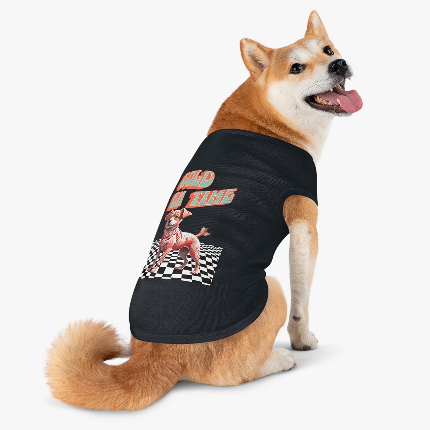 Playful Pet Tank Top - 'Gold en Time', Dog Summer Wear, Cute Pet Clothing, Dog Lover Gift, Fun Pet Apparel