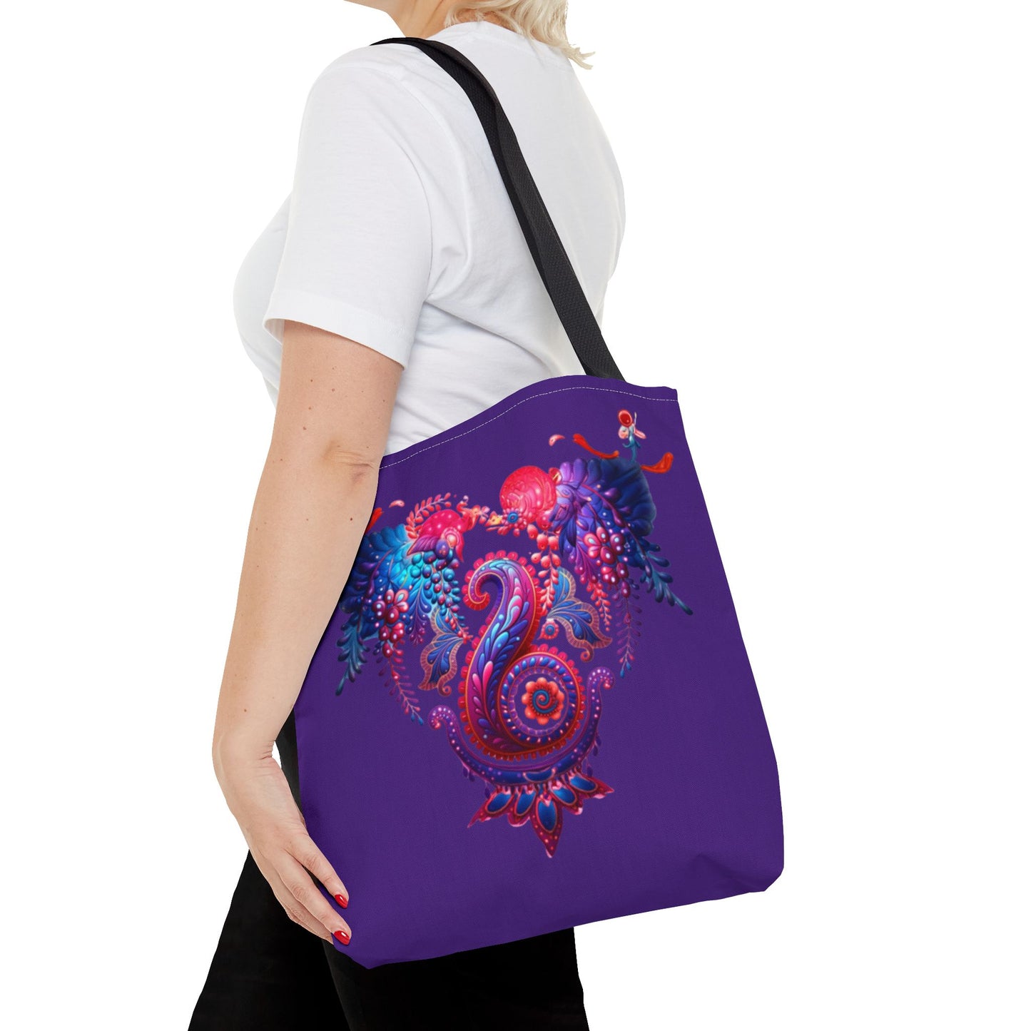 Vibrant Bohemian Tote Bag, Colorful Shopping Bag, Artistic Beach Tote, Eco-Friendly Canvas Bag, Gifts for Art Lovers, Festival Essential