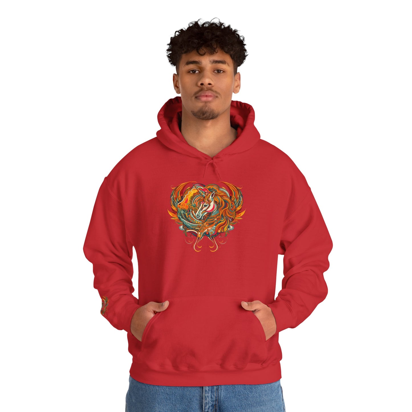Colorful Heart Design Hooded Sweatshirt, Cozy Sweatshirt, Unisex Pullover, Gift for Him, Gift for Her, Casual Wear, Layering Essentials