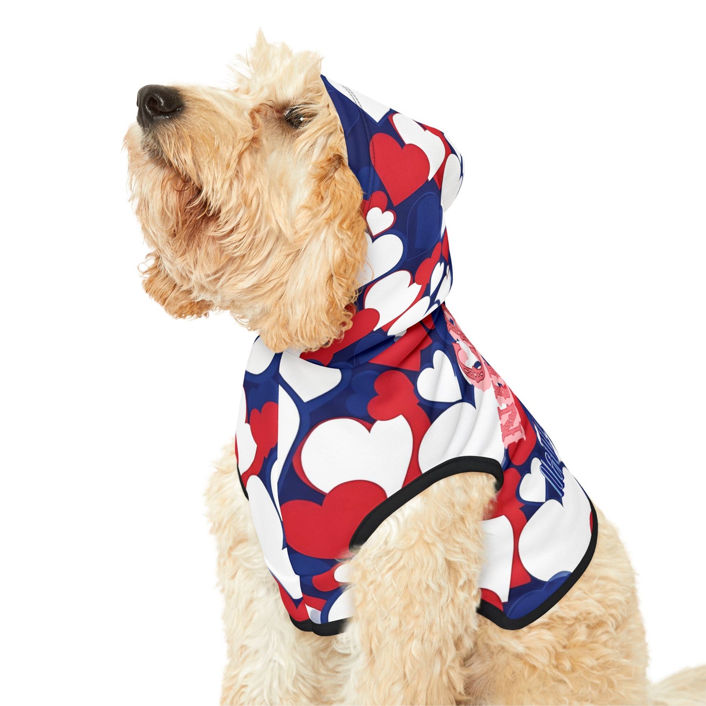 Adorable Heart Print Pet Hoodie for Dogs, Cozy Canine Apparel, Gift for Pet Lovers, Perfect for Holidays & Events, Stylish Dog Clothing