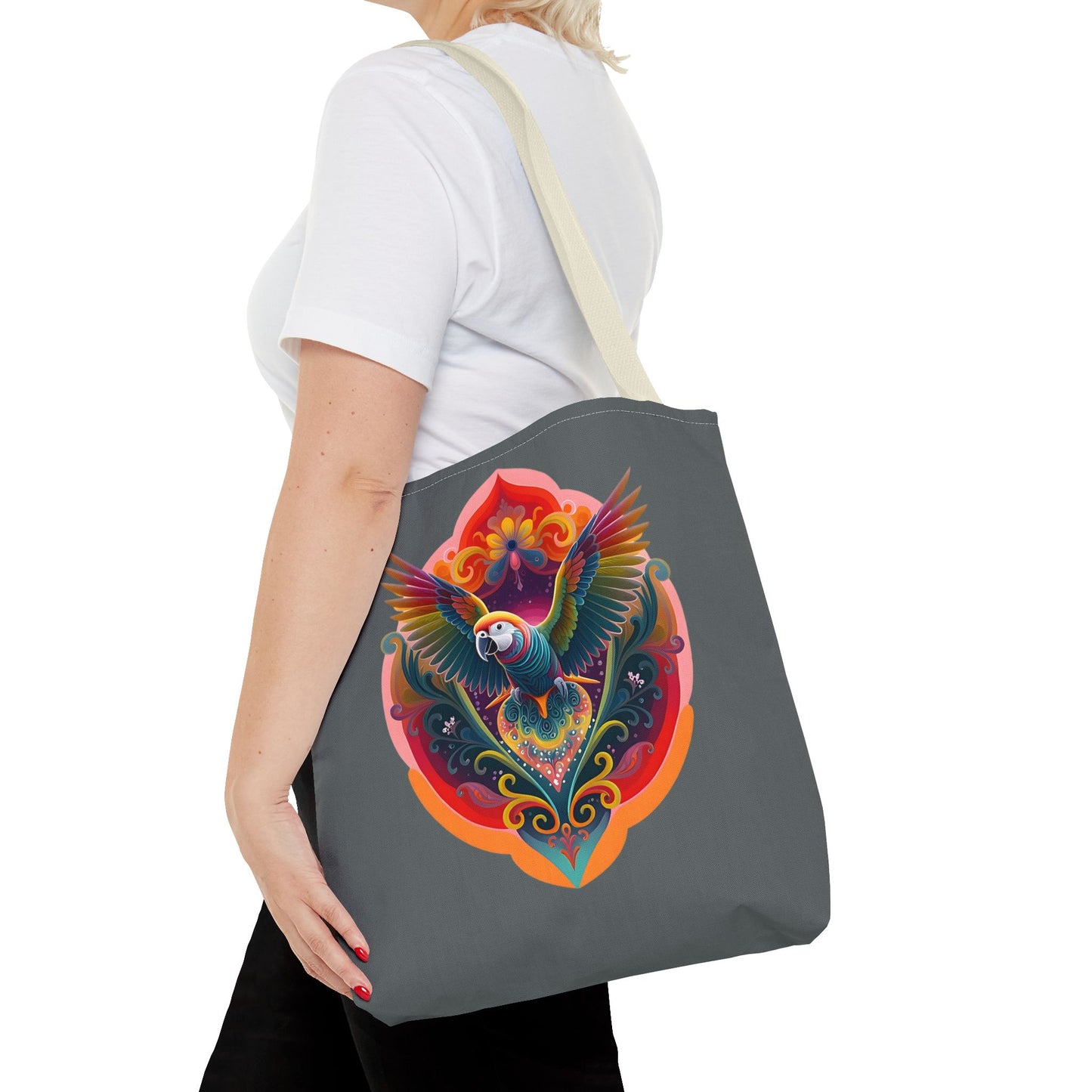 Colorful Parrot Tote Bag | Eco-Friendly Shopping Bag, Beach Tote, Art Print Bag, Gift for Bird Lovers, Fun Everyday Use