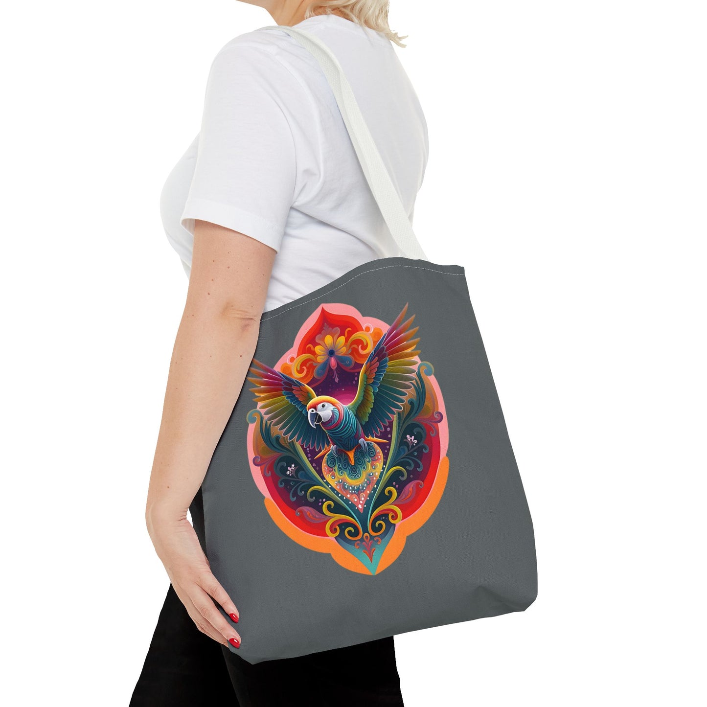 Colorful Parrot Tote Bag | Eco-Friendly Shopping Bag, Beach Tote, Art Print Bag, Gift for Bird Lovers, Fun Everyday Use