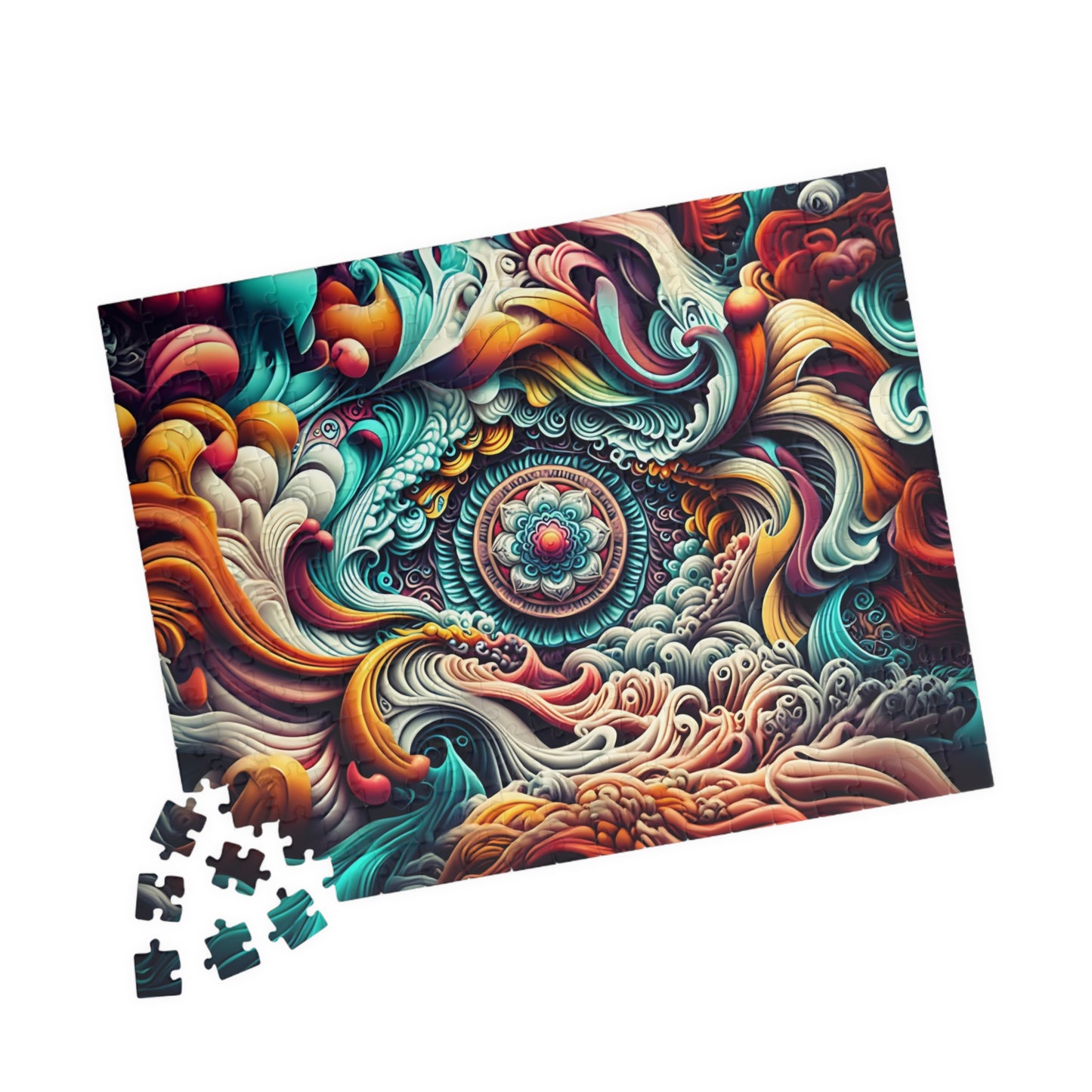 Ocean Waves Puzzle, Mandala Art Puzzle, Relaxing Home Decor, Mindful Gift, Family Activity, Puzzle for All Ages, 1014-piece Puzzle