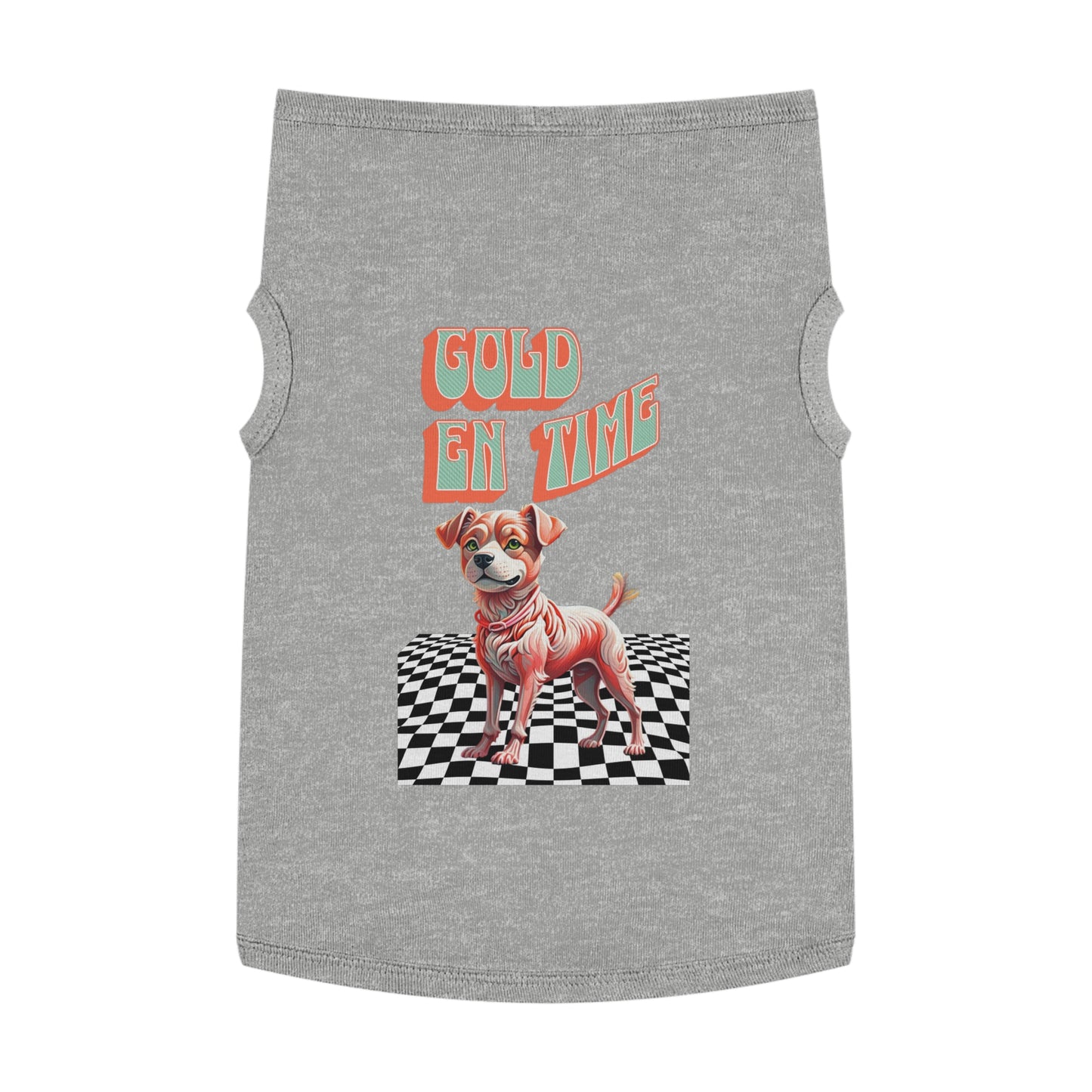 Playful Pet Tank Top - 'Gold en Time', Dog Summer Wear, Cute Pet Clothing, Dog Lover Gift, Fun Pet Apparel