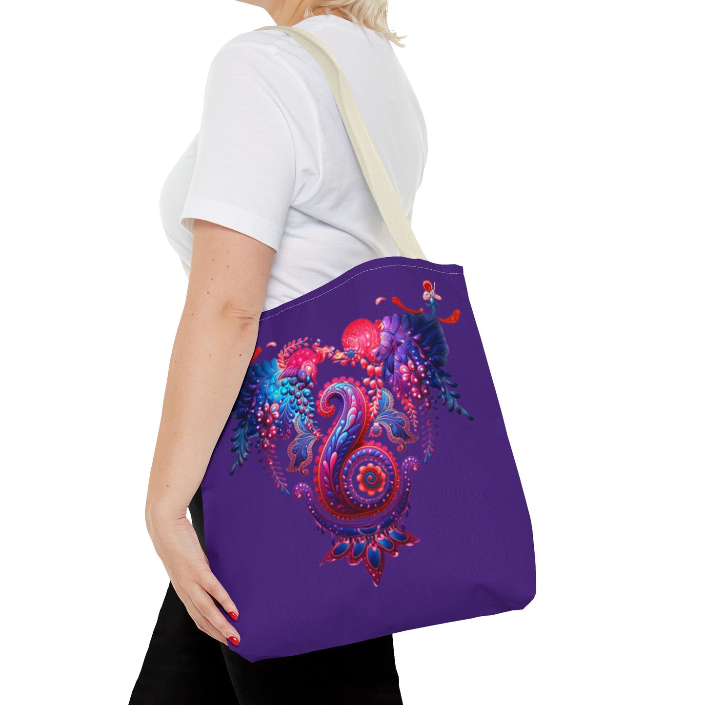 Vibrant Bohemian Tote Bag, Colorful Shopping Bag, Artistic Beach Tote, Eco-Friendly Canvas Bag, Gifts for Art Lovers, Festival Essential