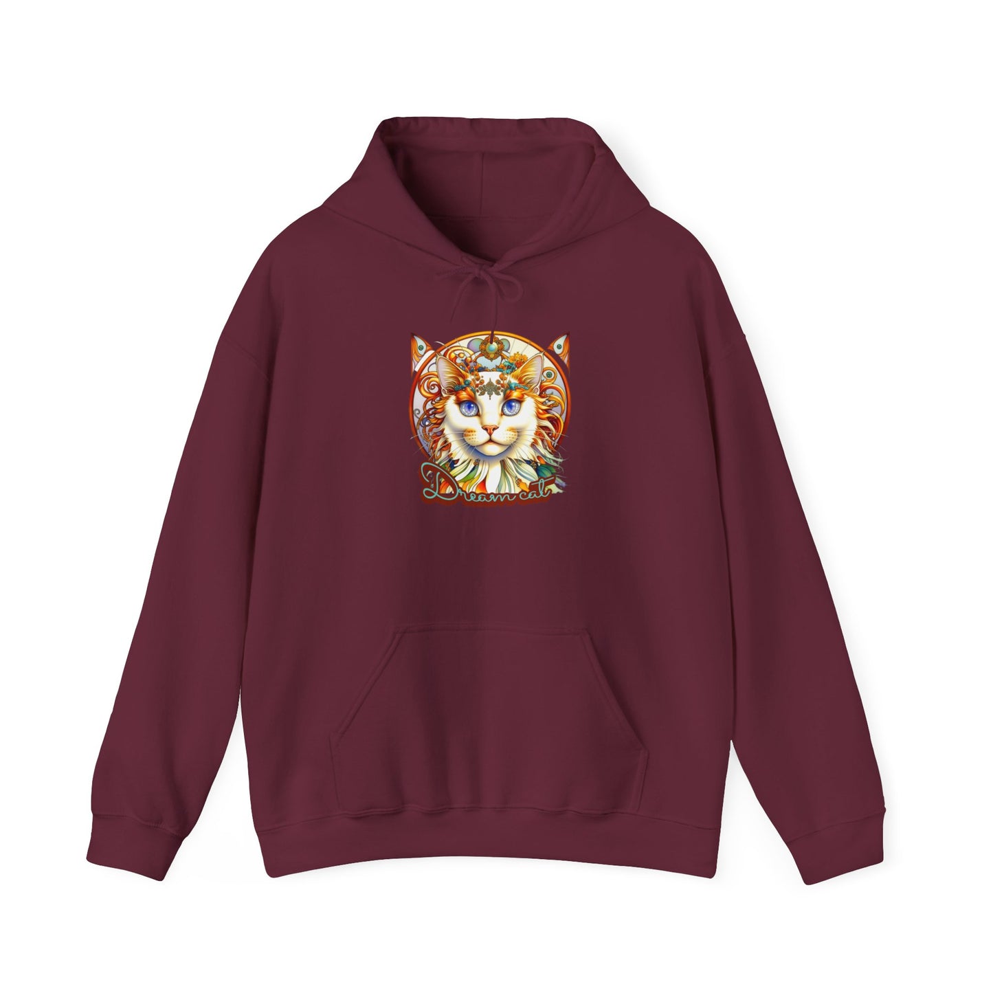 Whimsical Cat Hoodie, Cozy Animal Sweatshirt, Unique Gift for Cat Lovers, Warm Apparel for Any Occasion, Illustrated Cat Design