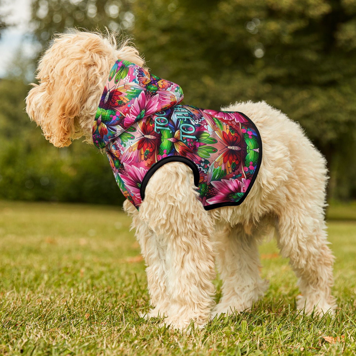 Vibrant Floral Pet Hoodie - Too Cute to Handle, Dog Apparel, Stylish Pet Clothing, Warm Hoodie for Pets, Unique Dog Gifts