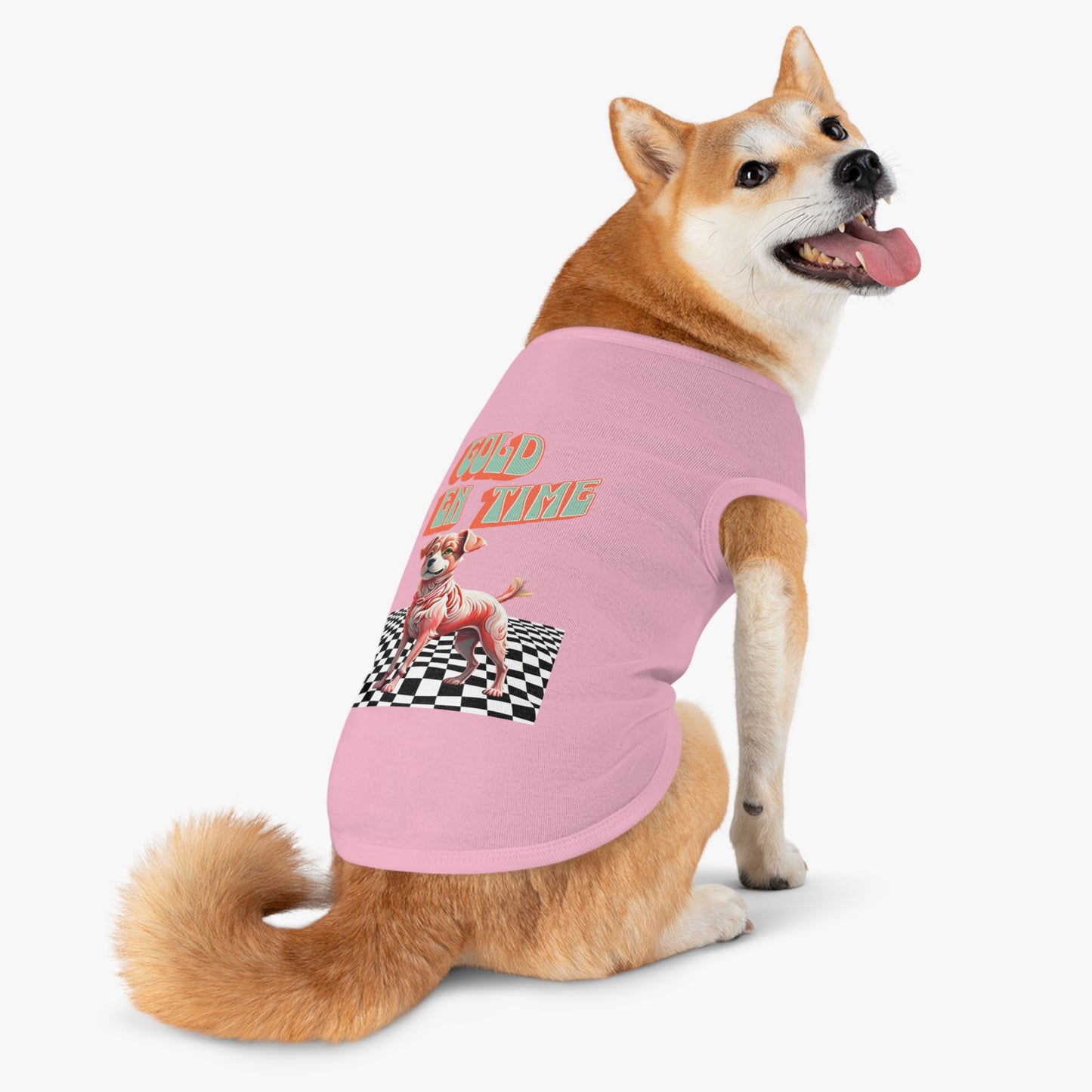 Playful Pet Tank Top - 'Gold en Time', Dog Summer Wear, Cute Pet Clothing, Dog Lover Gift, Fun Pet Apparel