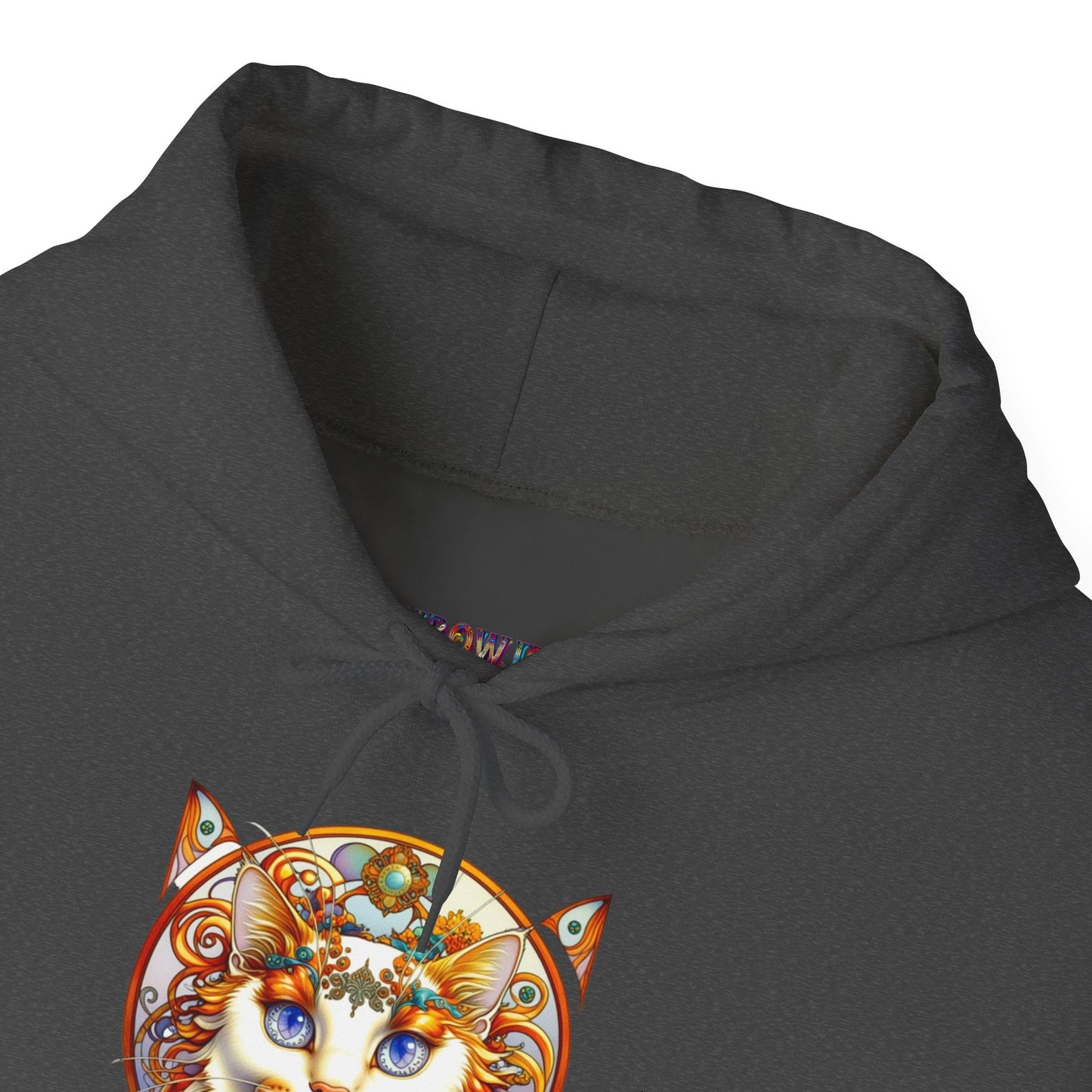 Whimsical Cat Hoodie, Cozy Animal Sweatshirt, Unique Gift for Cat Lovers, Warm Apparel for Any Occasion, Illustrated Cat Design