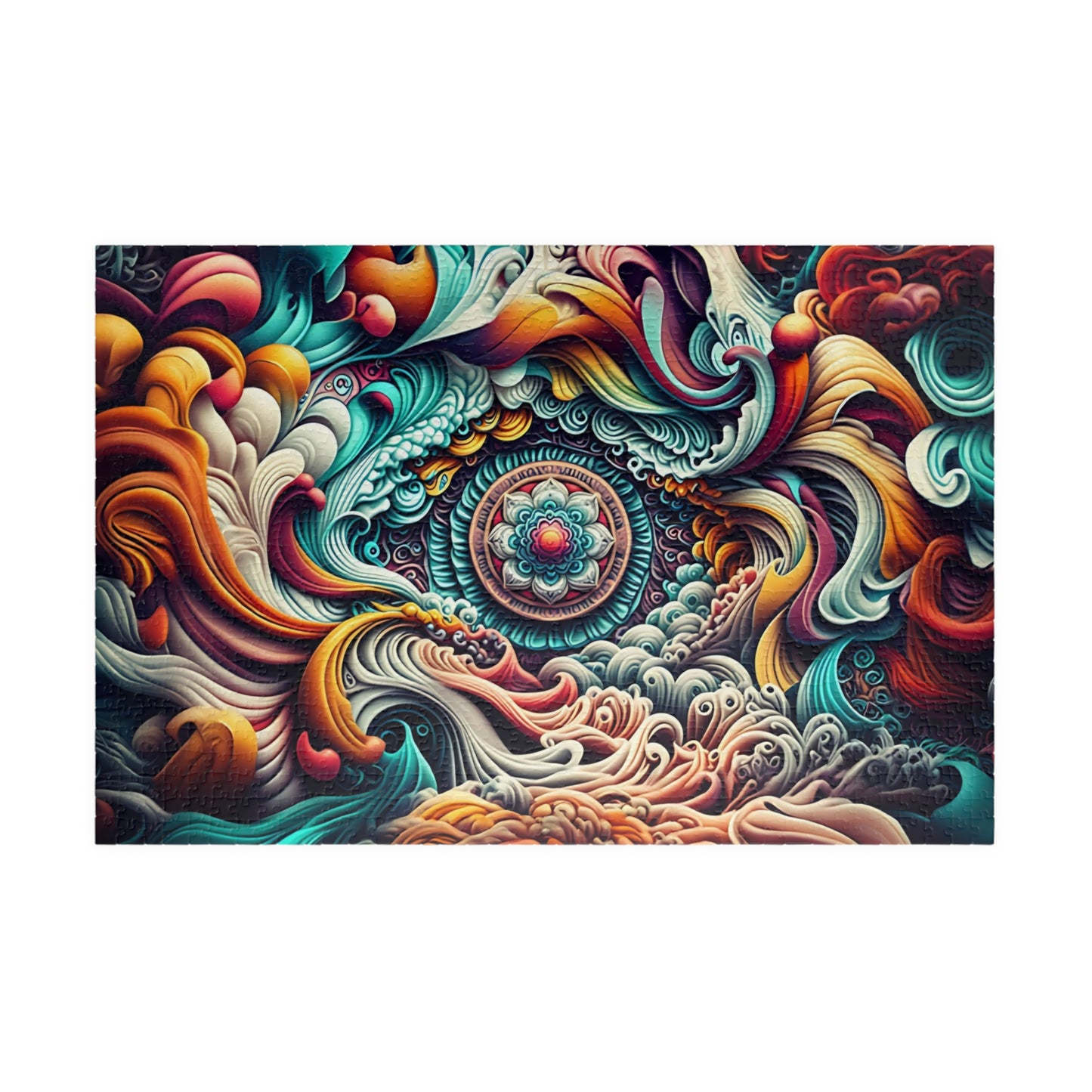 Ocean Waves Puzzle, Mandala Art Puzzle, Relaxing Home Decor, Mindful Gift, Family Activity, Puzzle for All Ages, 1014-piece Puzzle