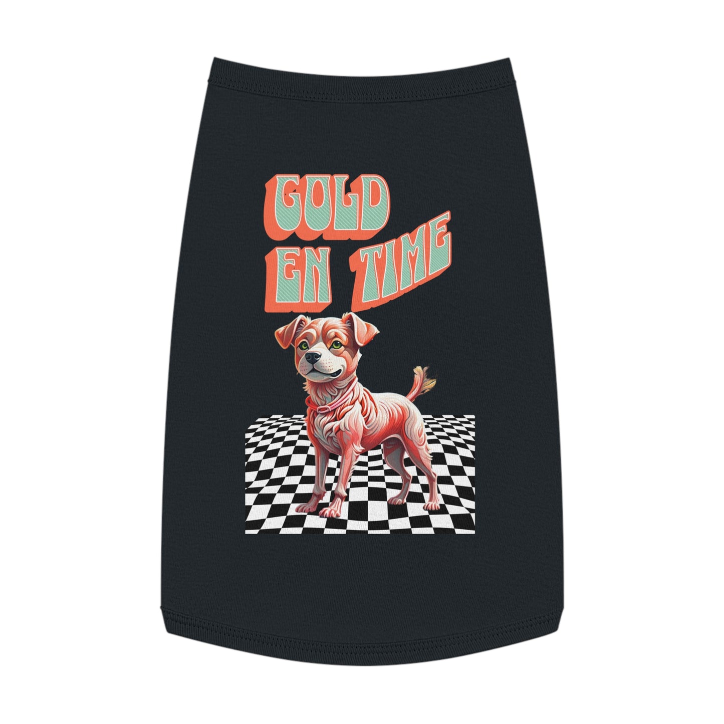 Playful Pet Tank Top - 'Gold en Time', Dog Summer Wear, Cute Pet Clothing, Dog Lover Gift, Fun Pet Apparel