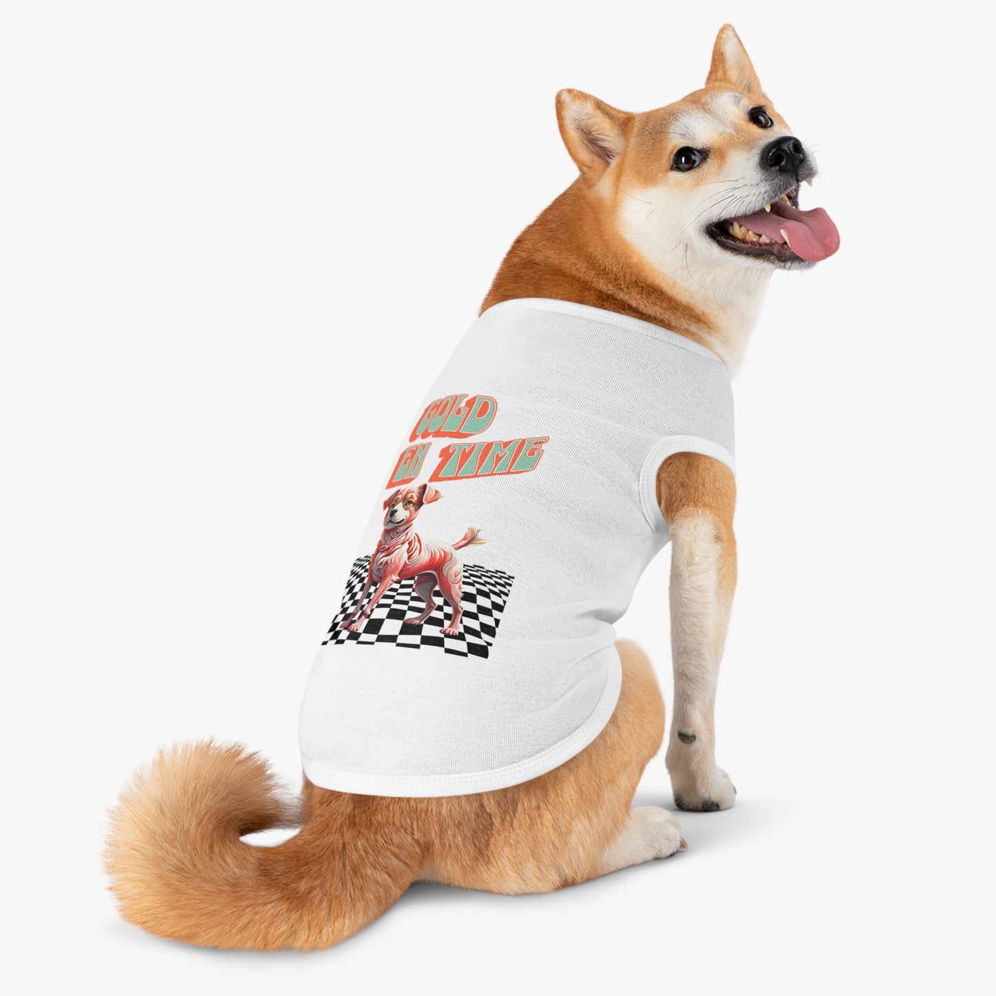 Playful Pet Tank Top - 'Gold en Time', Dog Summer Wear, Cute Pet Clothing, Dog Lover Gift, Fun Pet Apparel