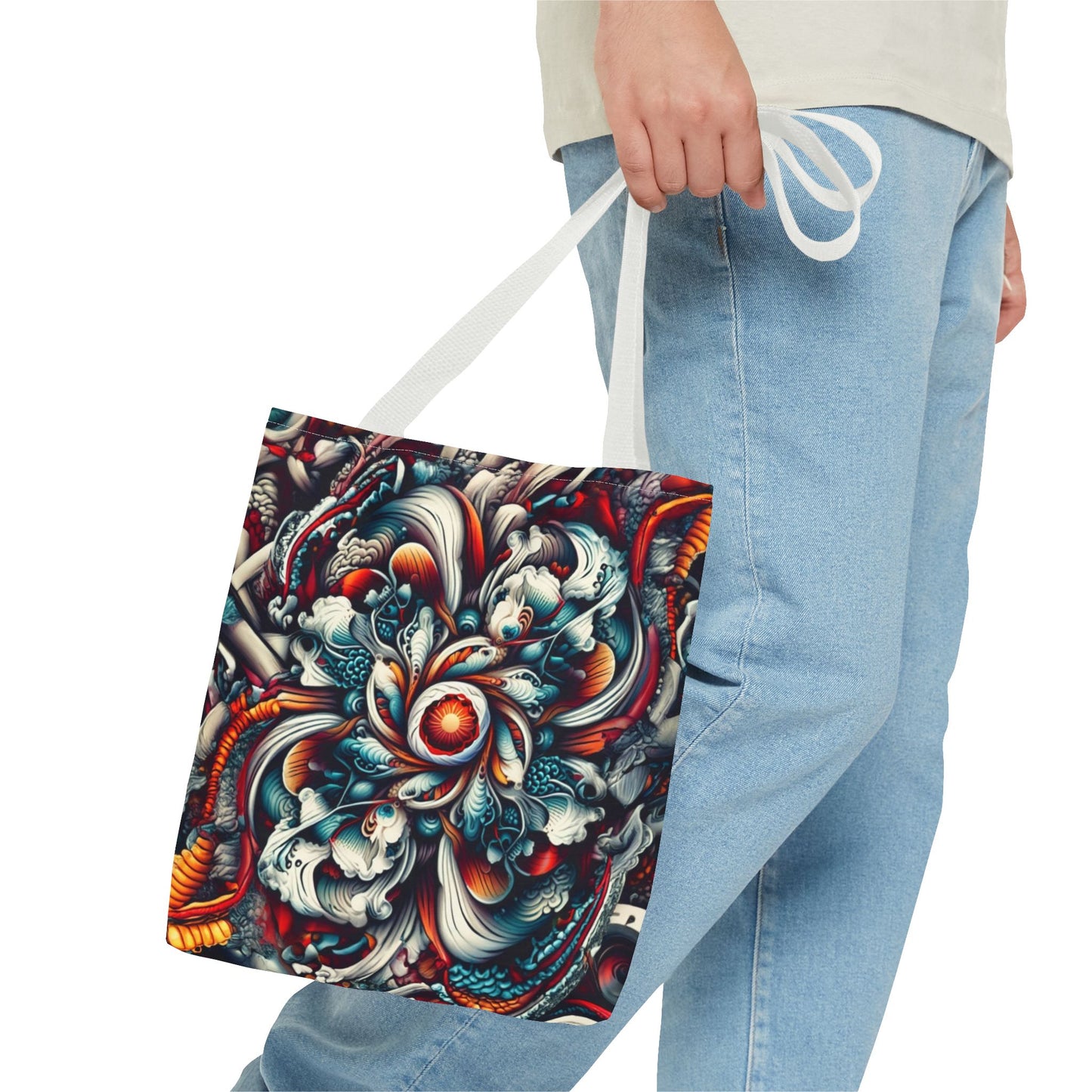 Artistic Tote Bag, Colorful Flower Design, Boho Style, Everyday Use, Eco-Friendly Gift, Travel Accessory
