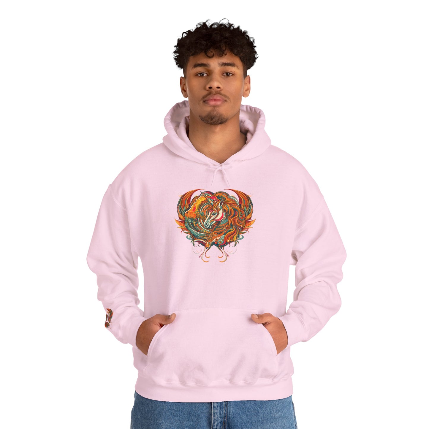 Colorful Heart Design Hooded Sweatshirt, Cozy Sweatshirt, Unisex Pullover, Gift for Him, Gift for Her, Casual Wear, Layering Essentials