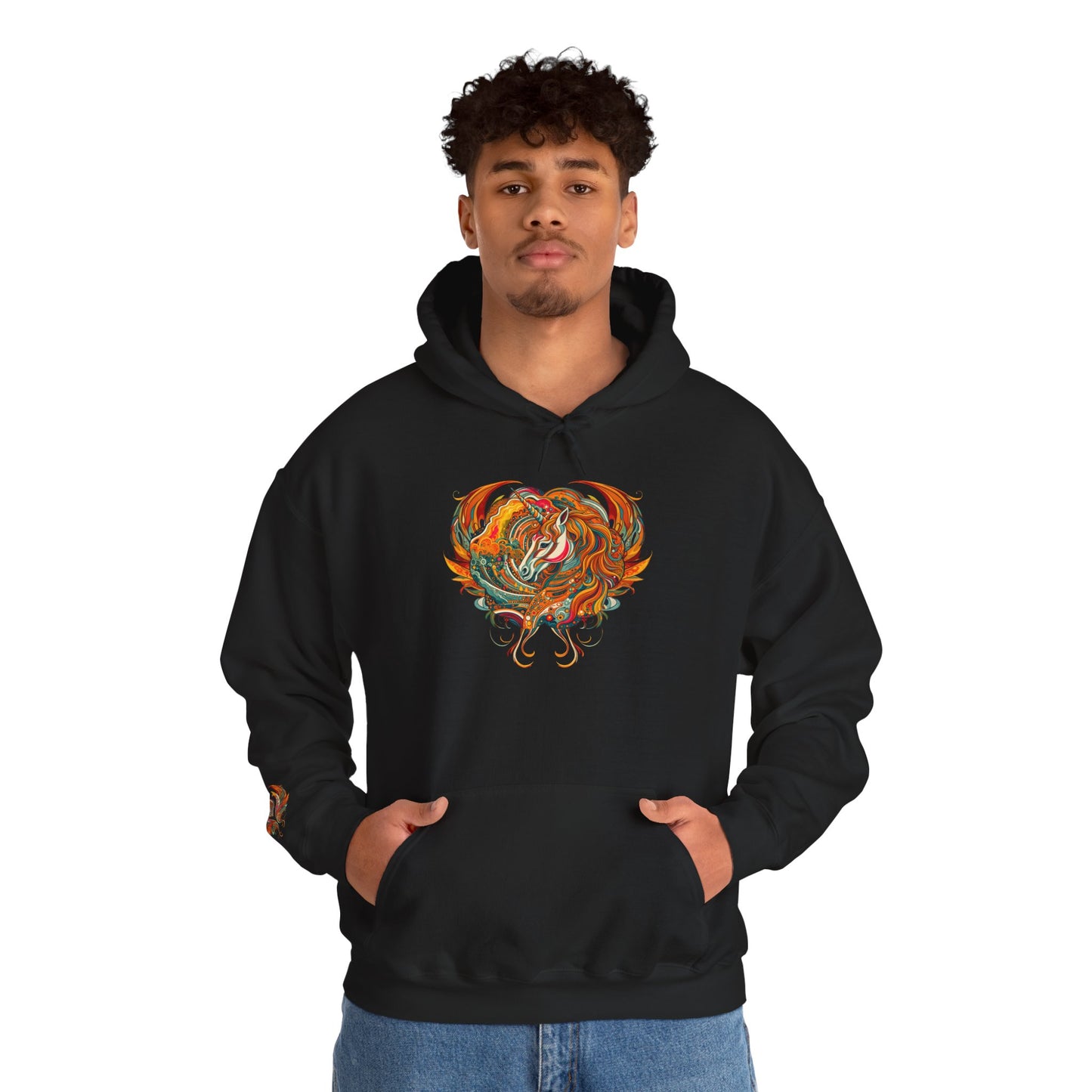 Colorful Heart Design Hooded Sweatshirt, Cozy Sweatshirt, Unisex Pullover, Gift for Him, Gift for Her, Casual Wear, Layering Essentials