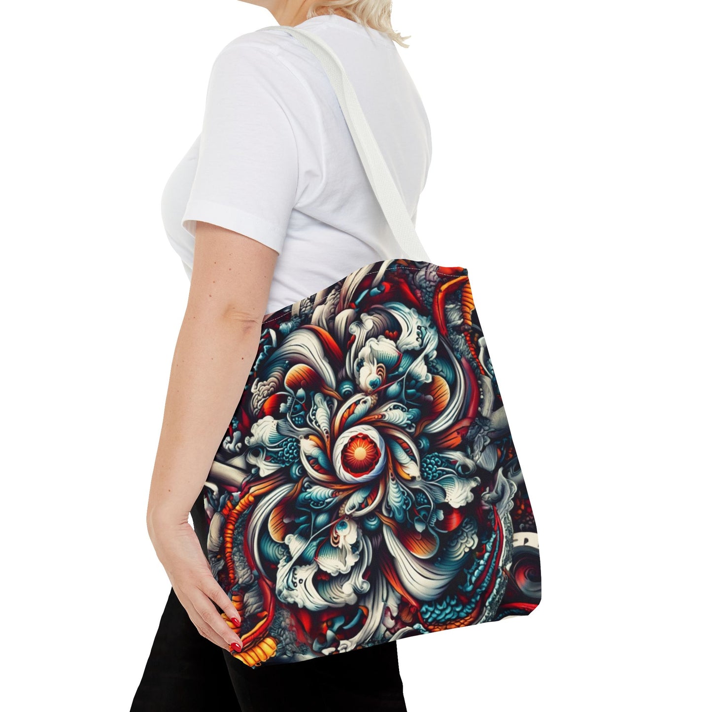 Artistic Tote Bag, Colorful Flower Design, Boho Style, Everyday Use, Eco-Friendly Gift, Travel Accessory