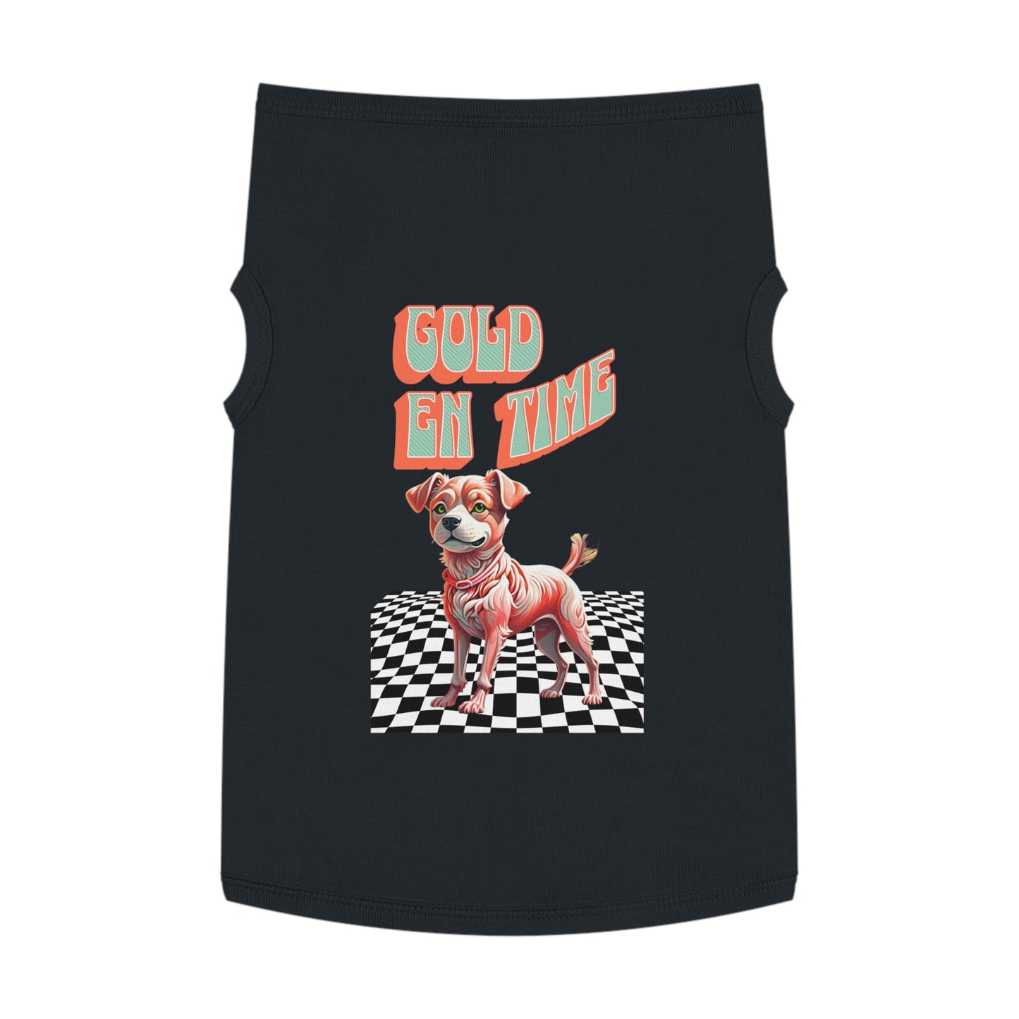 Playful Pet Tank Top - 'Gold en Time', Dog Summer Wear, Cute Pet Clothing, Dog Lover Gift, Fun Pet Apparel