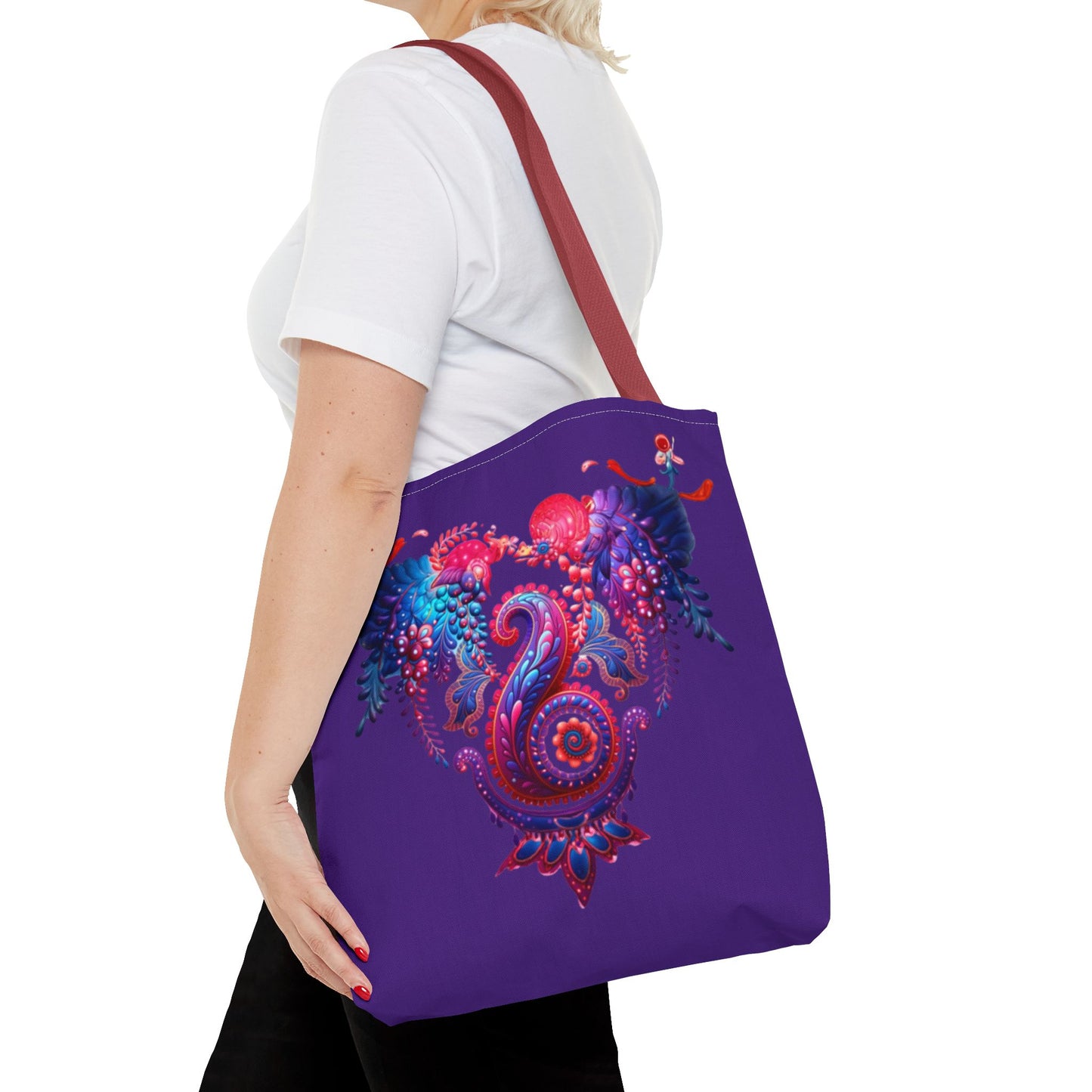 Vibrant Bohemian Tote Bag, Colorful Shopping Bag, Artistic Beach Tote, Eco-Friendly Canvas Bag, Gifts for Art Lovers, Festival Essential