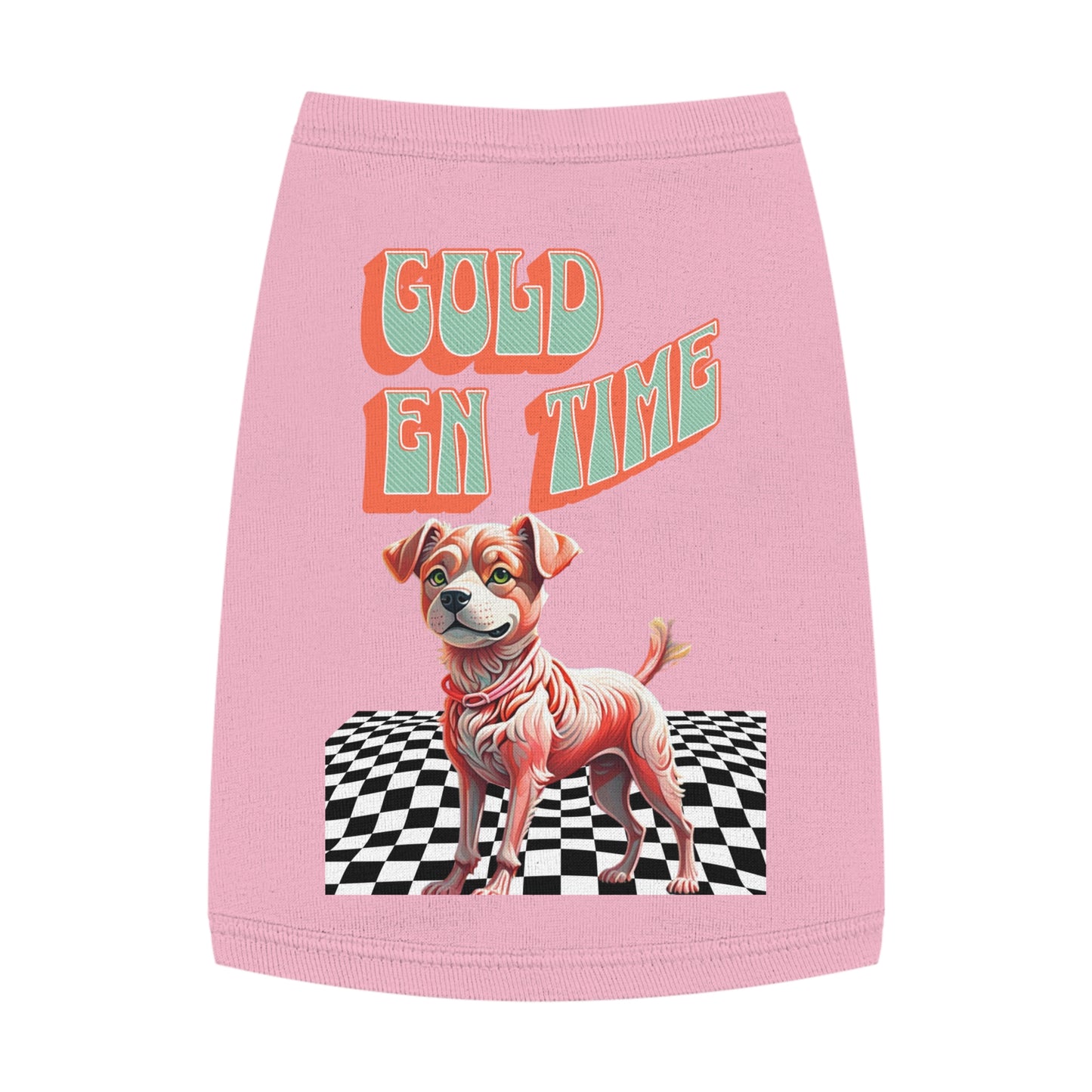 Playful Pet Tank Top - 'Gold en Time', Dog Summer Wear, Cute Pet Clothing, Dog Lover Gift, Fun Pet Apparel