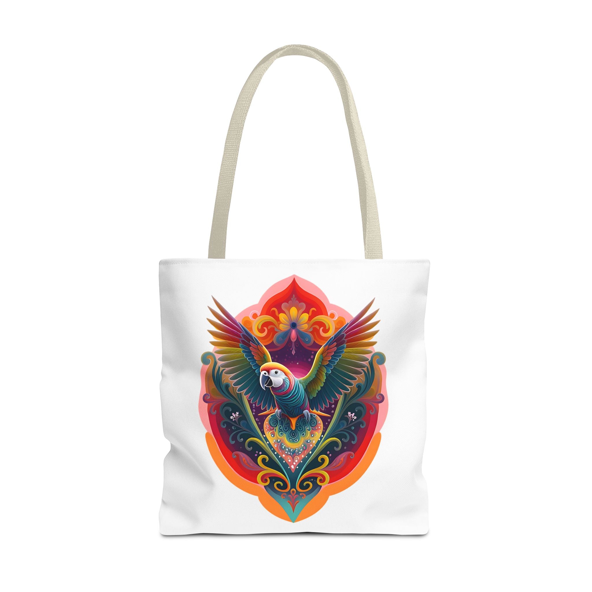 Colorful Parrot Tote Bag, Boho Chic Bag, Sustainable Shopping Tote, Beach Bag, Eco-Friendly Gift, Colorful Art Accessory, AOP Design
