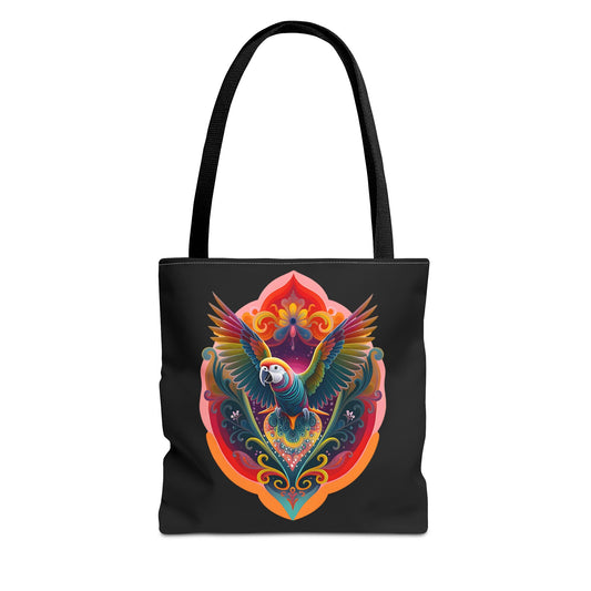 Colorful Parrot Tote Bag, Boho Chic Bag, Beach Essential, Eco-Friendly Shopping Bag, Vacation Accessory, Gift for Bird Lovers