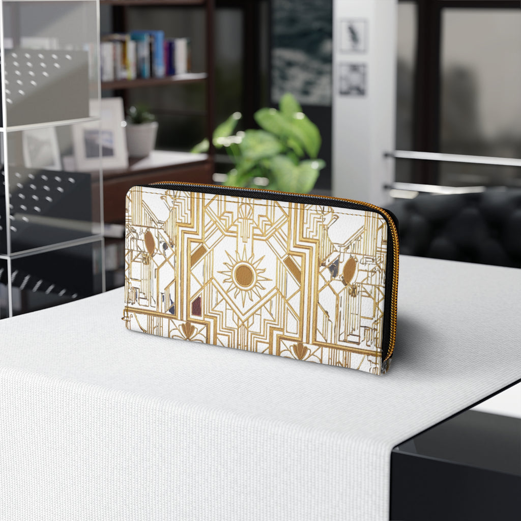 Art Deco Gold Sun Zipper Wallet