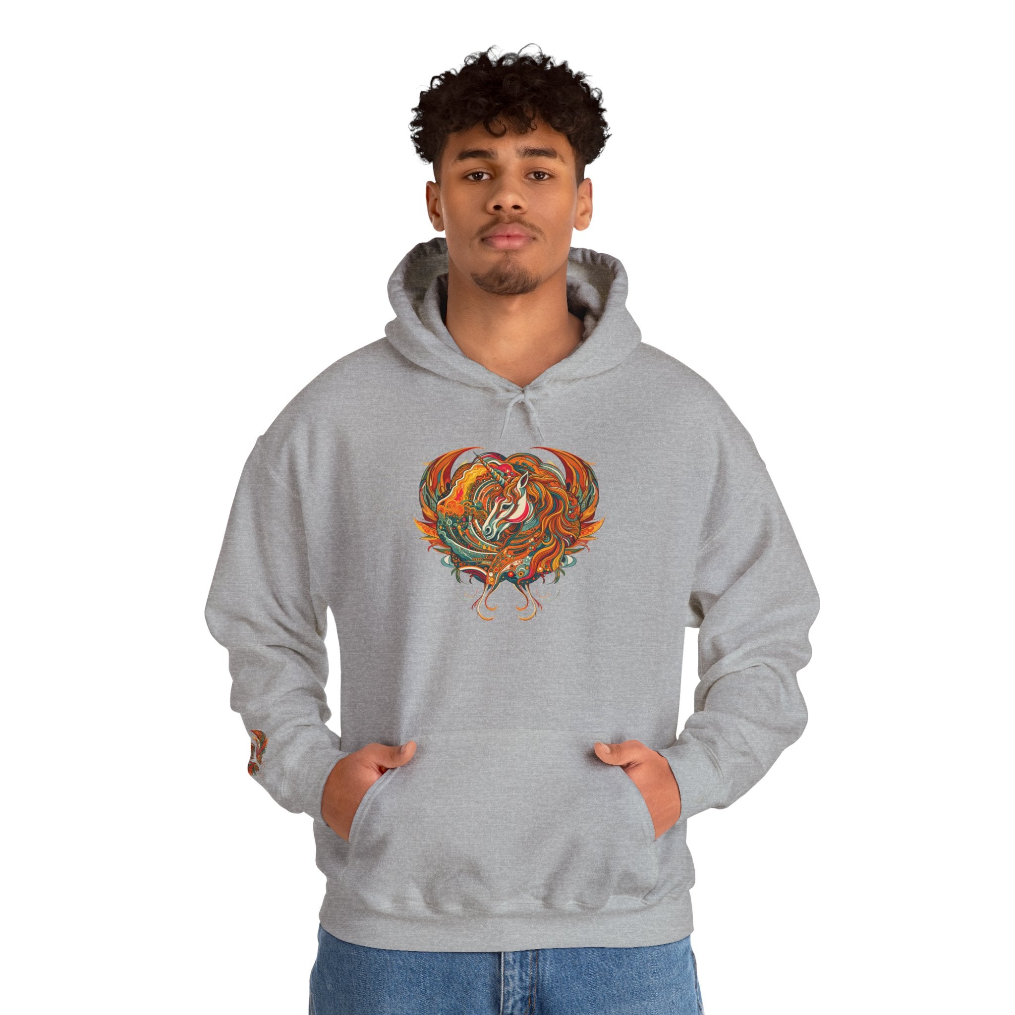 Colorful Heart Design Hooded Sweatshirt, Cozy Sweatshirt, Unisex Pullover, Gift for Him, Gift for Her, Casual Wear, Layering Essentials