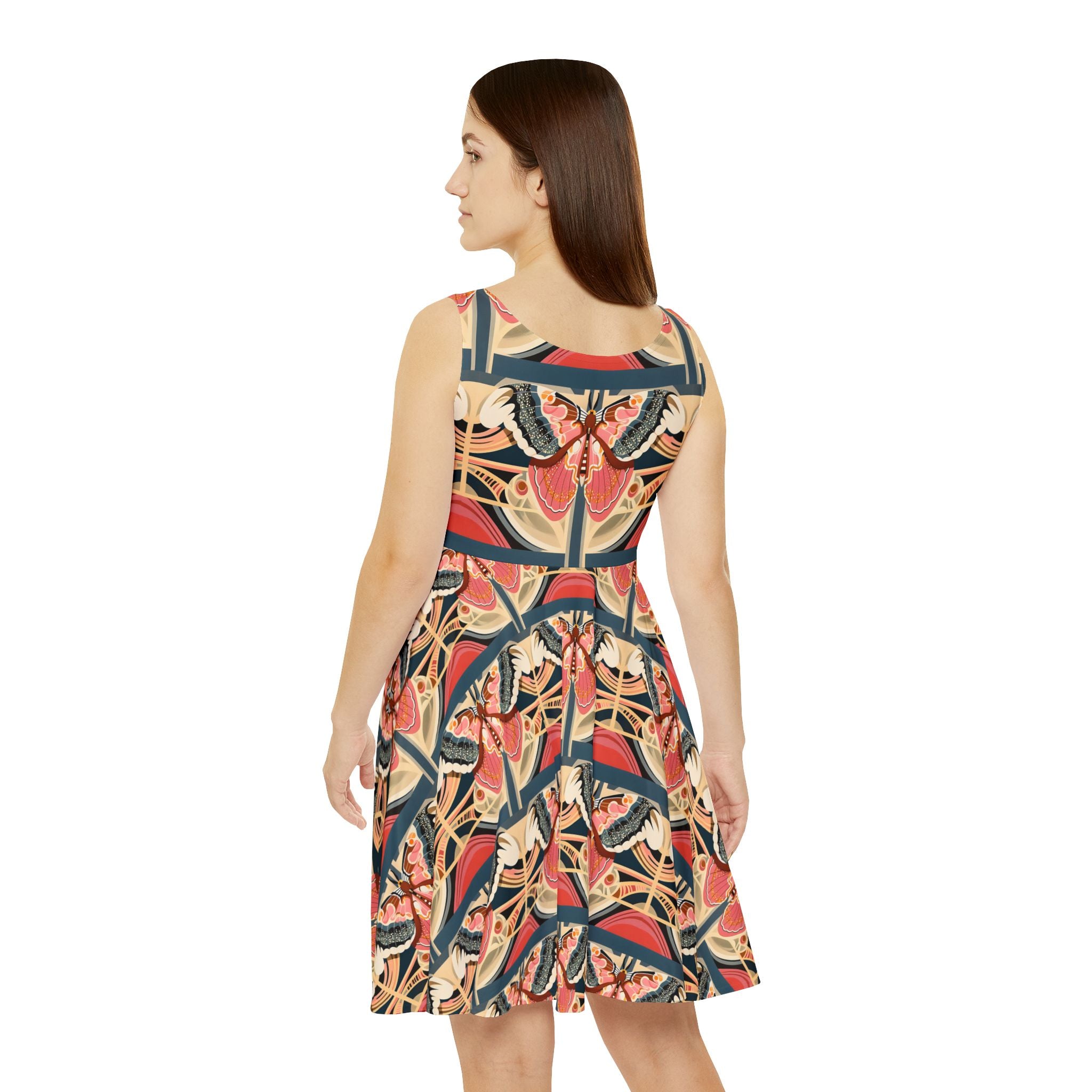Butterfly Mosaic Skater Dress — Vintage Floral Print
