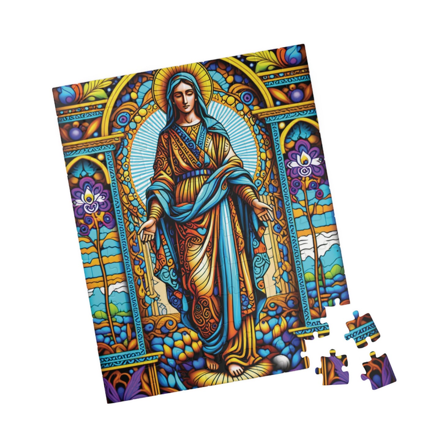 Puzzle Stained Glass Virgin Mary
