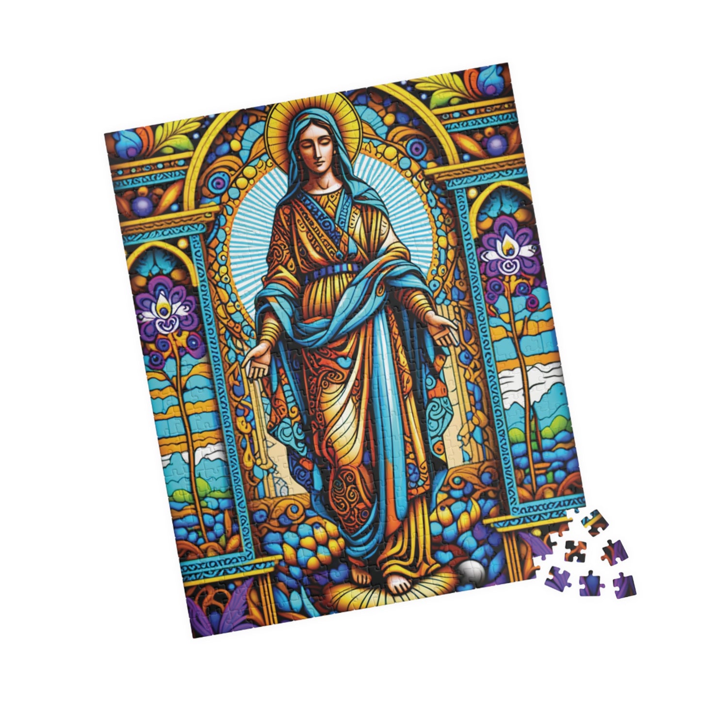 Puzzle Stained Glass Virgin Mary