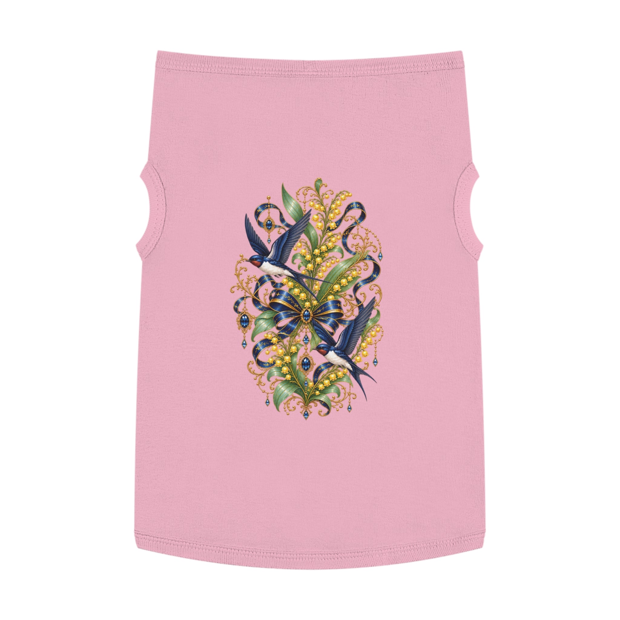 Pet Tank Top — Ornate Bluebird & Floral Jewel Print