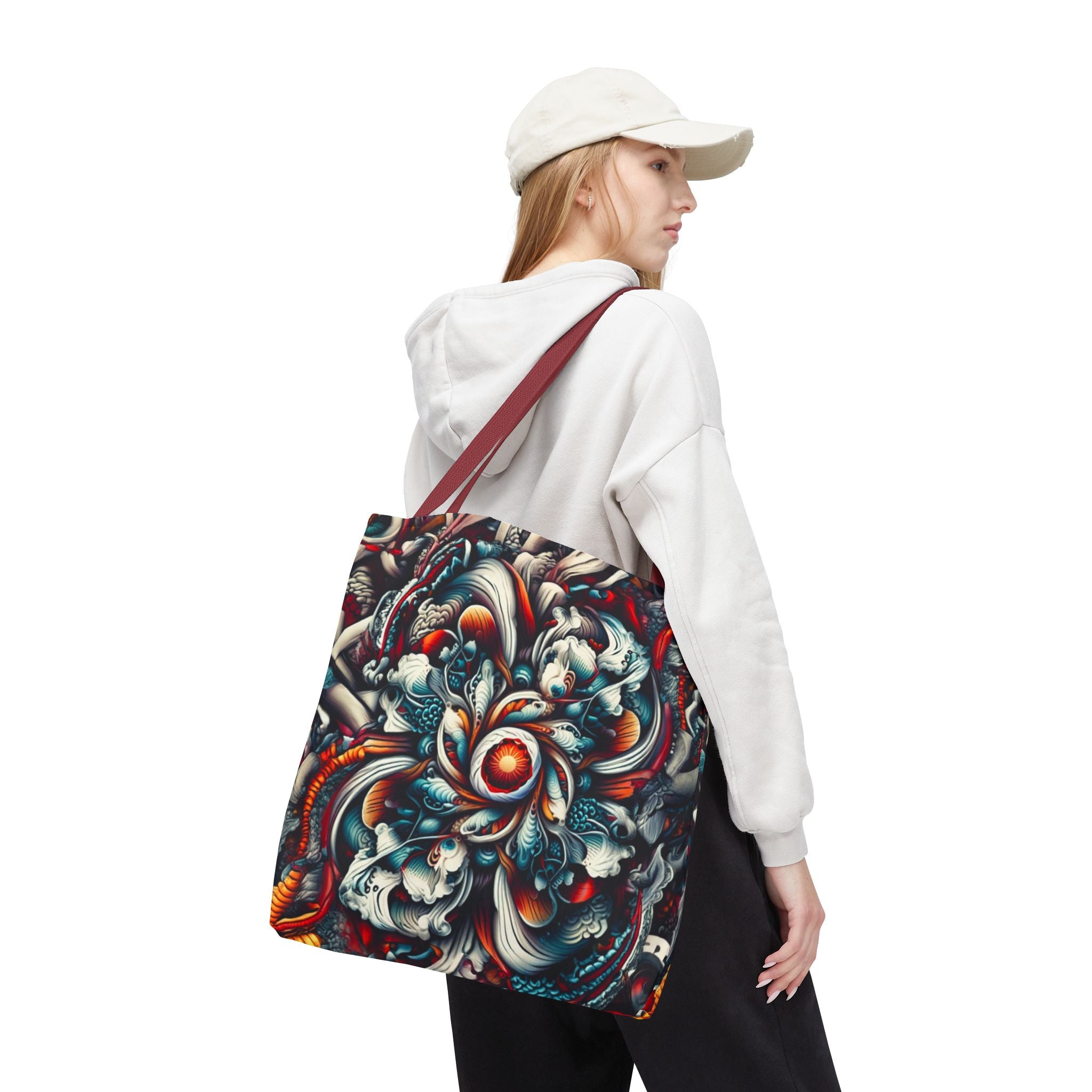 Artistic Tote Bag, Colorful Flower Design, Boho Style, Everyday Use, Eco-Friendly Gift, Travel Accessory