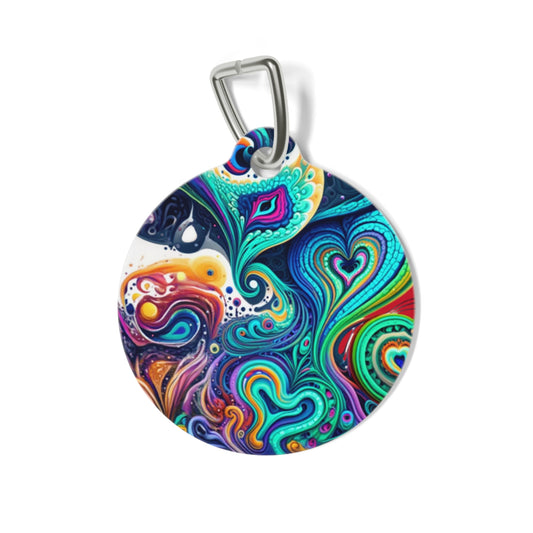 Vibrant Pet Tag for Dogs and Cats, Personalized ID Tag, Unique Pet Accessory, Colorful Pet Collar Decoration, Gift for Pet Lovers