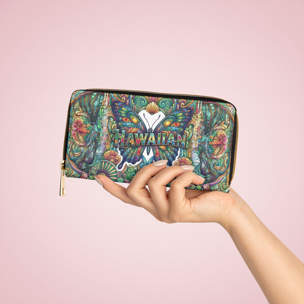 Hawaiian Butterfly Zipper Wallet – Aloha Floral Travel Wallet