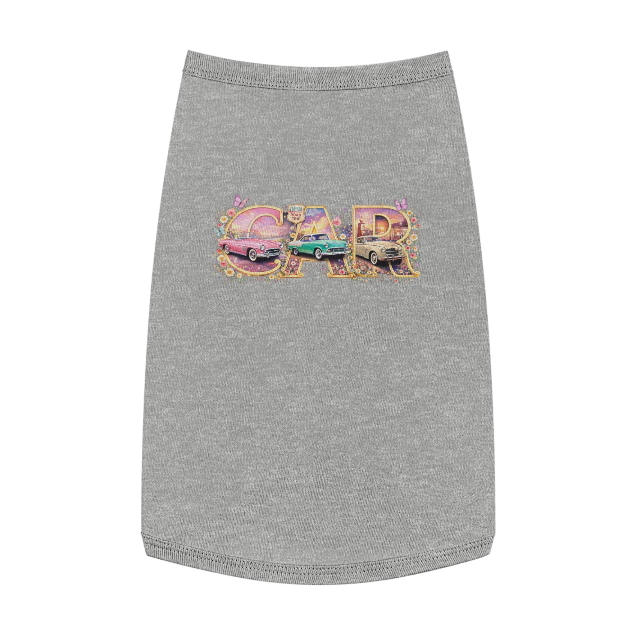 Classic Car Pet Tank Top – Retro 'Car' Graphic Dog Shirt