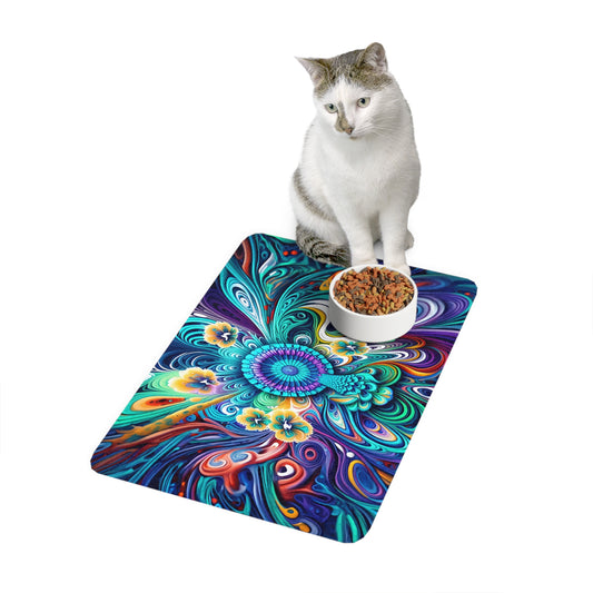 Colorful Pet Food Mat - Artistic Non-Slip Dog Bowl Place Mat, Cat Feeding Mat, Washable Pet Care, Dog Accessories, Gift for Pet Lovers
